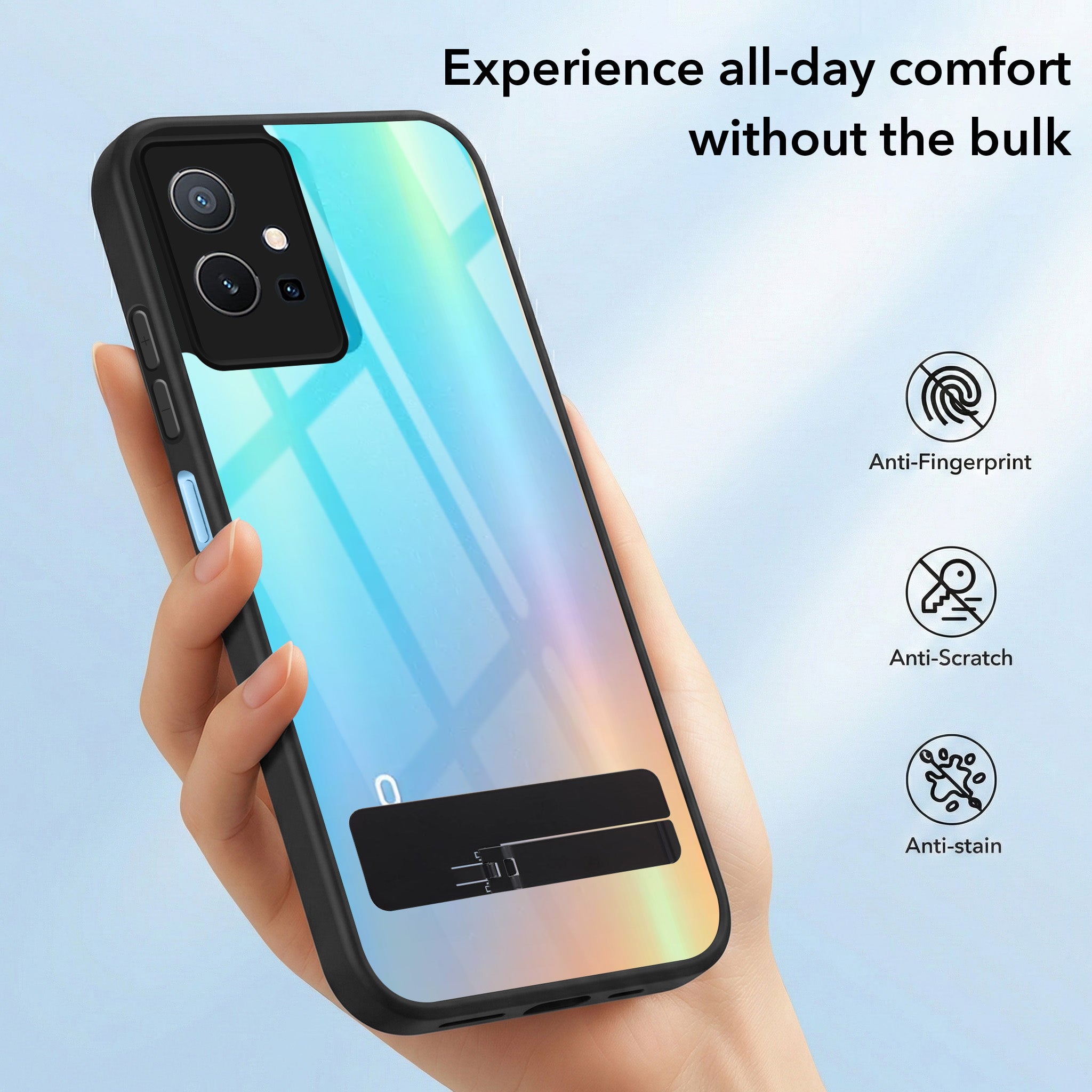 For Vivo T1 5G Back Cover Case (Built-in Stand | Lifetime Anti Yellow | Kickstand Shockproof | Camera Protection | MagSafe Compatible)
