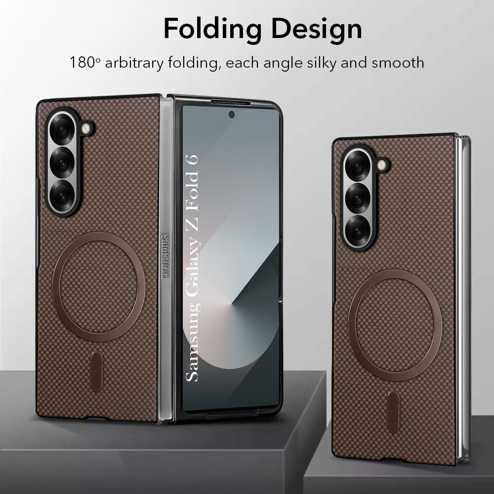 For Samsung Galaxy Z Fold 6 5G Back Case Cover (MagSafe Wireless Charging Compatible | Hexa Leather Finish | Inside Microfiber Cloth)