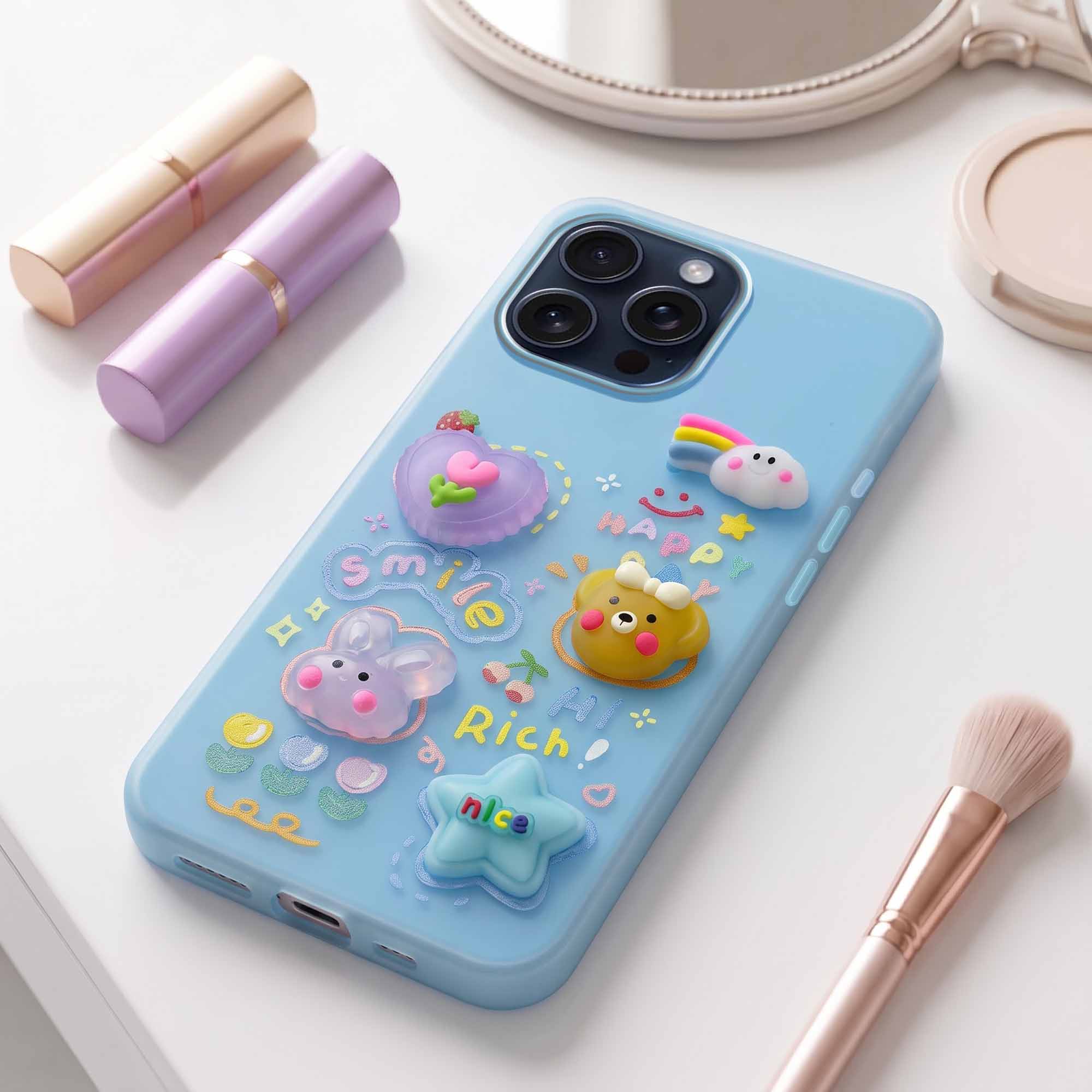 For Apple iPhone 15 Pro Max Back Cover Case (3D Cute Cartoons | Hard Back Side Soft | Matte Premium Finish | HD Printing)
