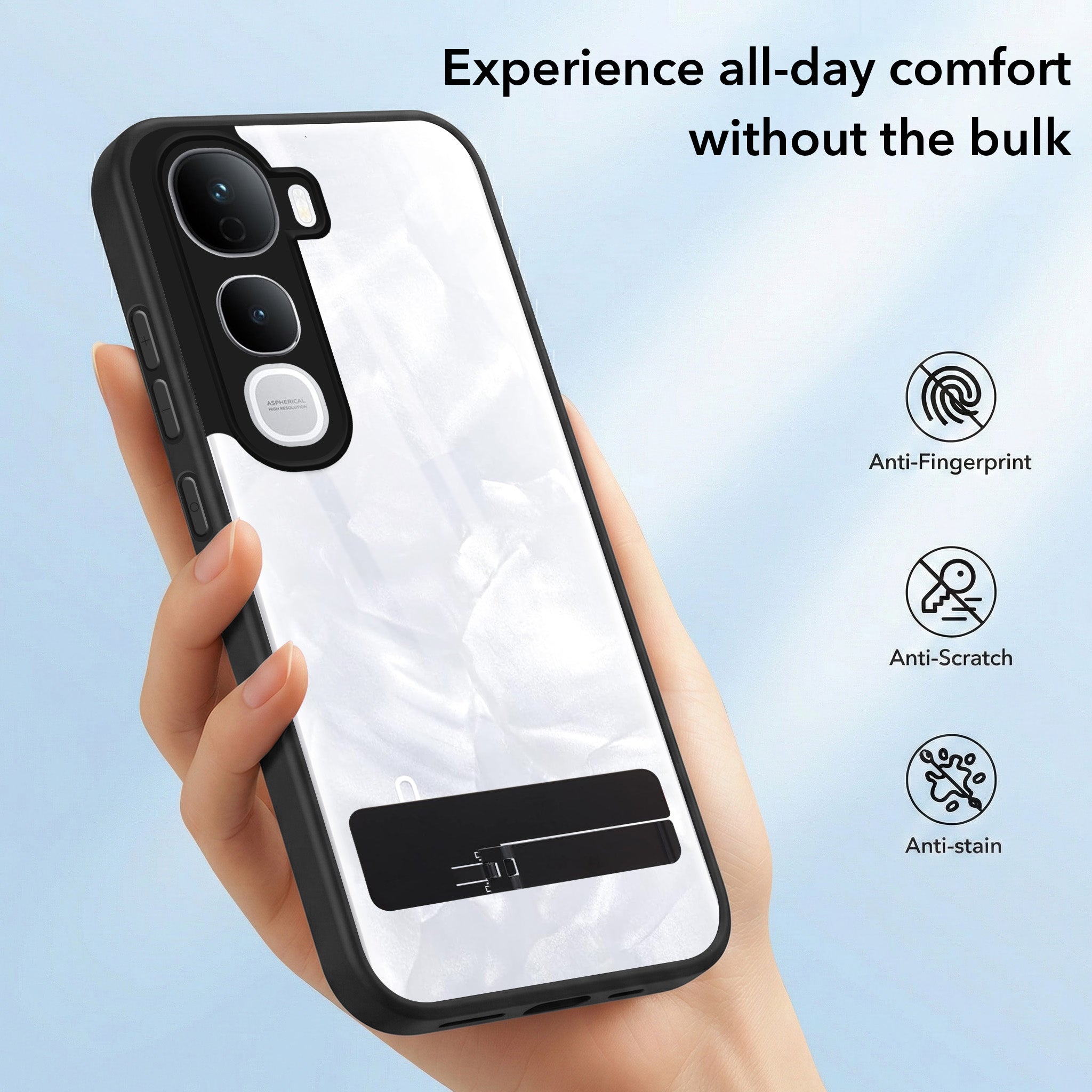 For Vivo Y400 Pro Back Cover Case (Built-in Stand | Lifetime Anti Yellow | Kickstand Shockproof | Camera Protection | MagSafe Compatible)