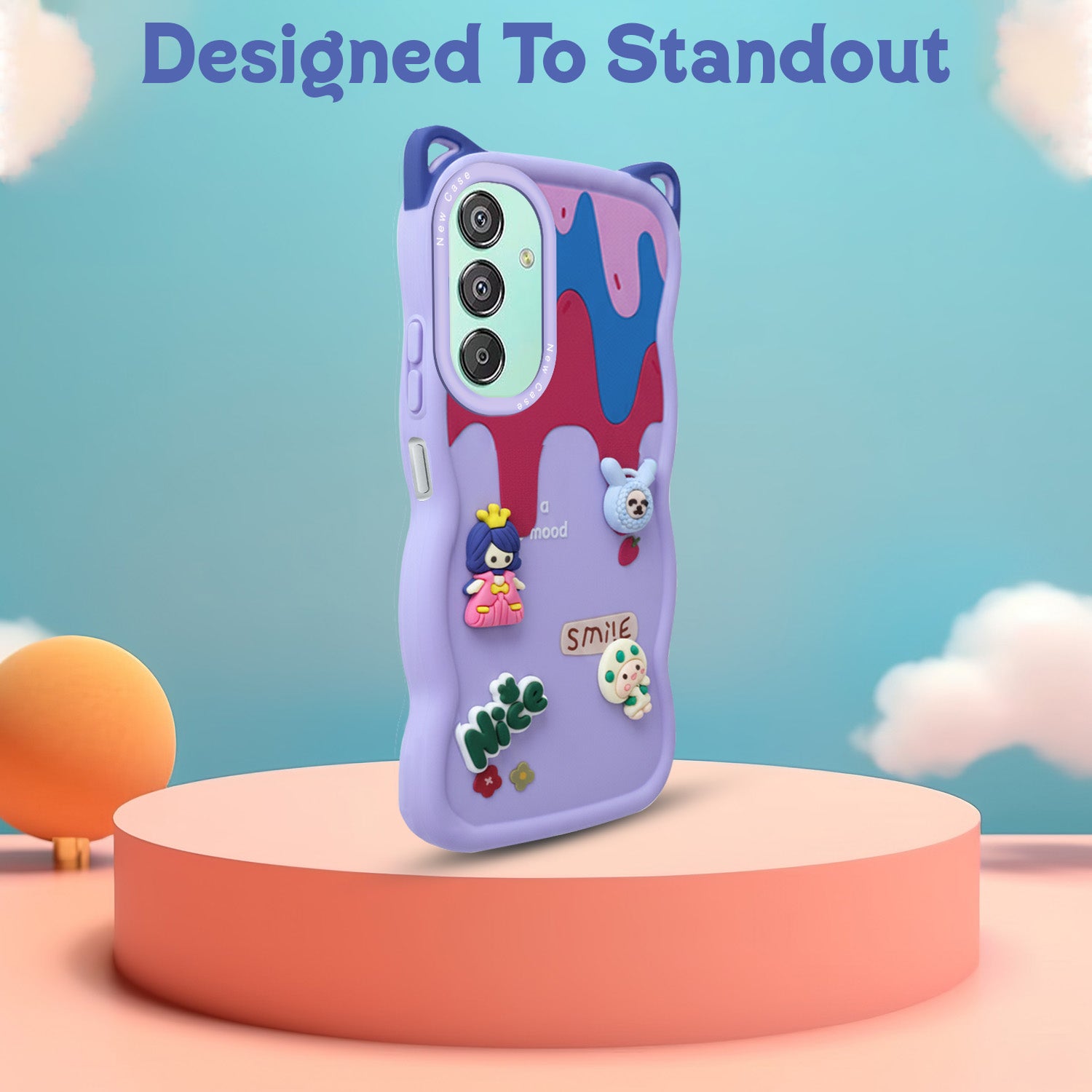 For Samsung Galaxy F15 5G Back Case Cover Strap(3D embossed Figures | Strap Holder | 360* Soft Cushion with Camera Bump)