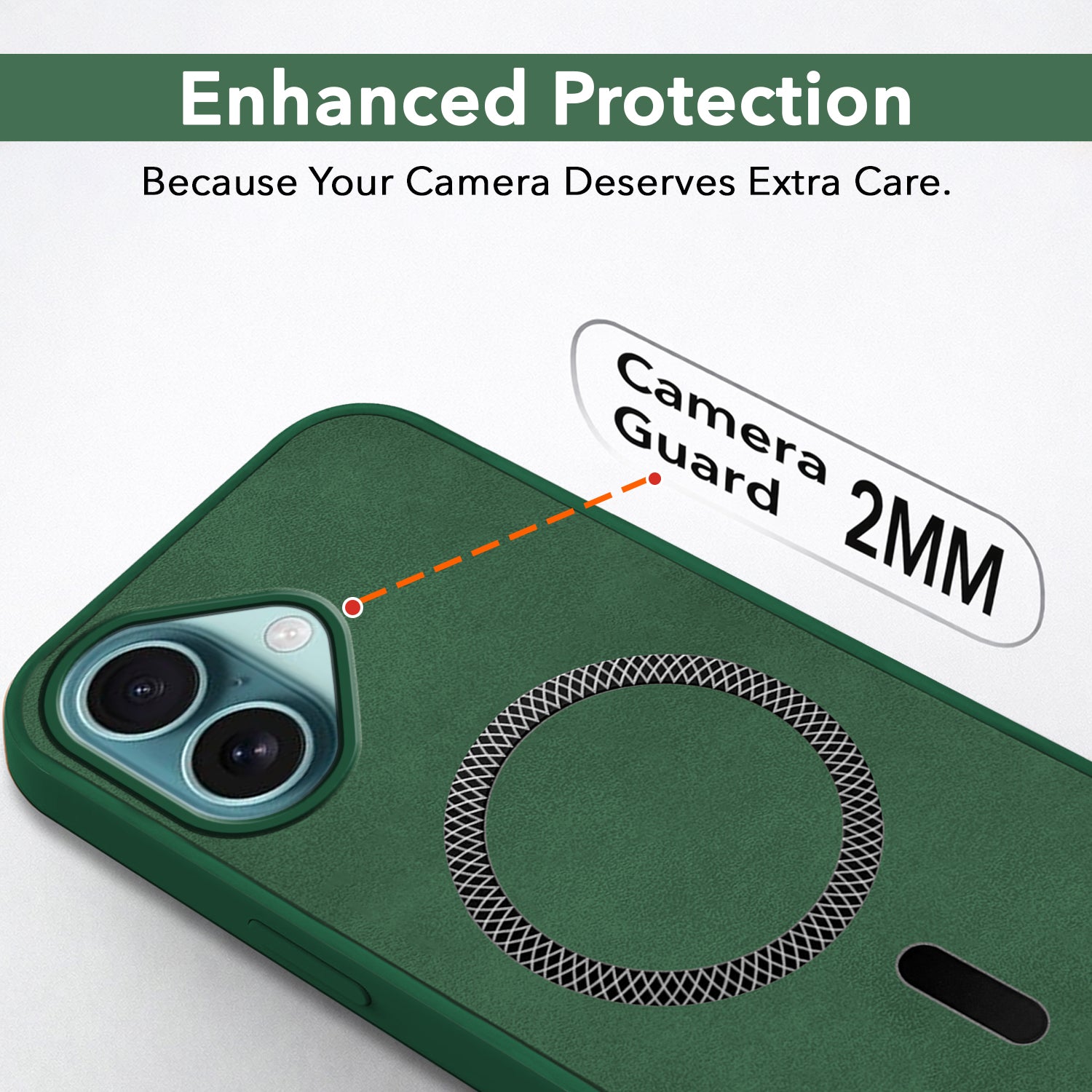 For Apple iPhone 16 Plus Back Cover Case (Sleek Leather Finish | MagSafe Compatible Wireless Charging | Camera Bump Protection)