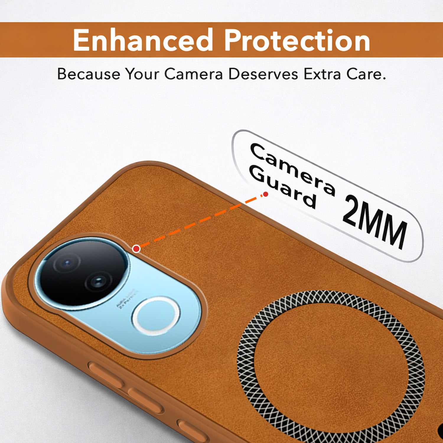For Vivo iQOO Z10R Back Cover Case Leather Finish (MagSafe Compatible Wireless Charging | Soft Touch | Camera Bump Protection)