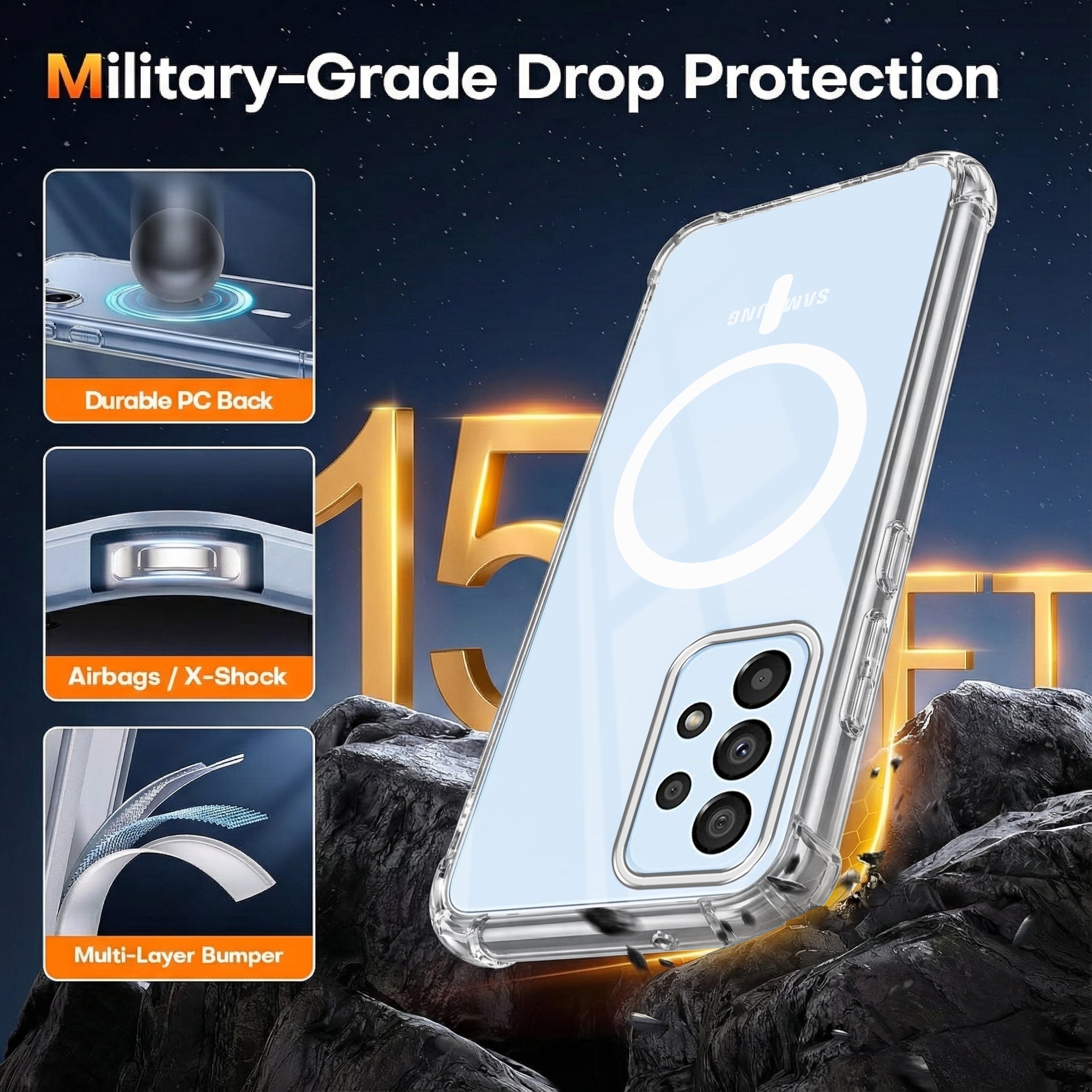 For Samsung Galaxy A33 5G Back Cover Shockproof Crystal-Clear (Magsafe Wireless Support | Drop & Camera Protection | Hard Polycarbonate)