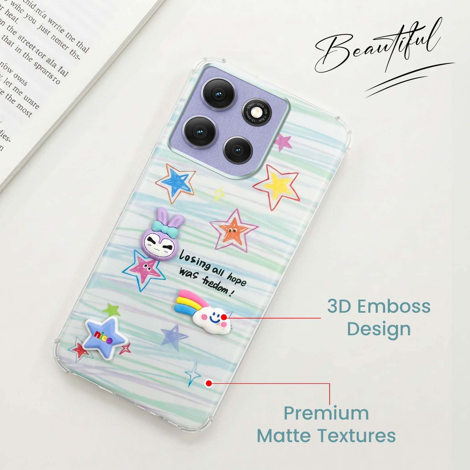For Motorola Moto G86 Power Back Cover Case (3D Cute Cartoons | Hard Back Side Soft | Matte Premium Finish | HD Printing)