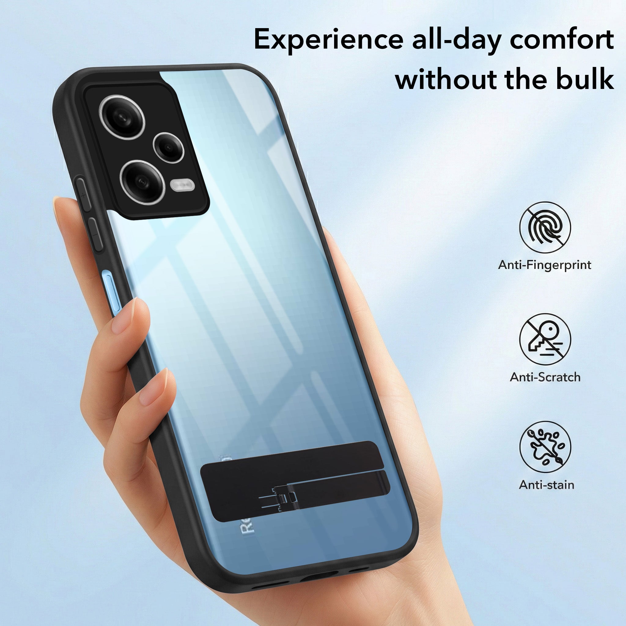 For Redmi Note 12 5G Back Cover Case (Built-in Stand | Lifetime Anti Yellow | Kickstand Shockproof | Camera Protection | MagSafe Compatible)