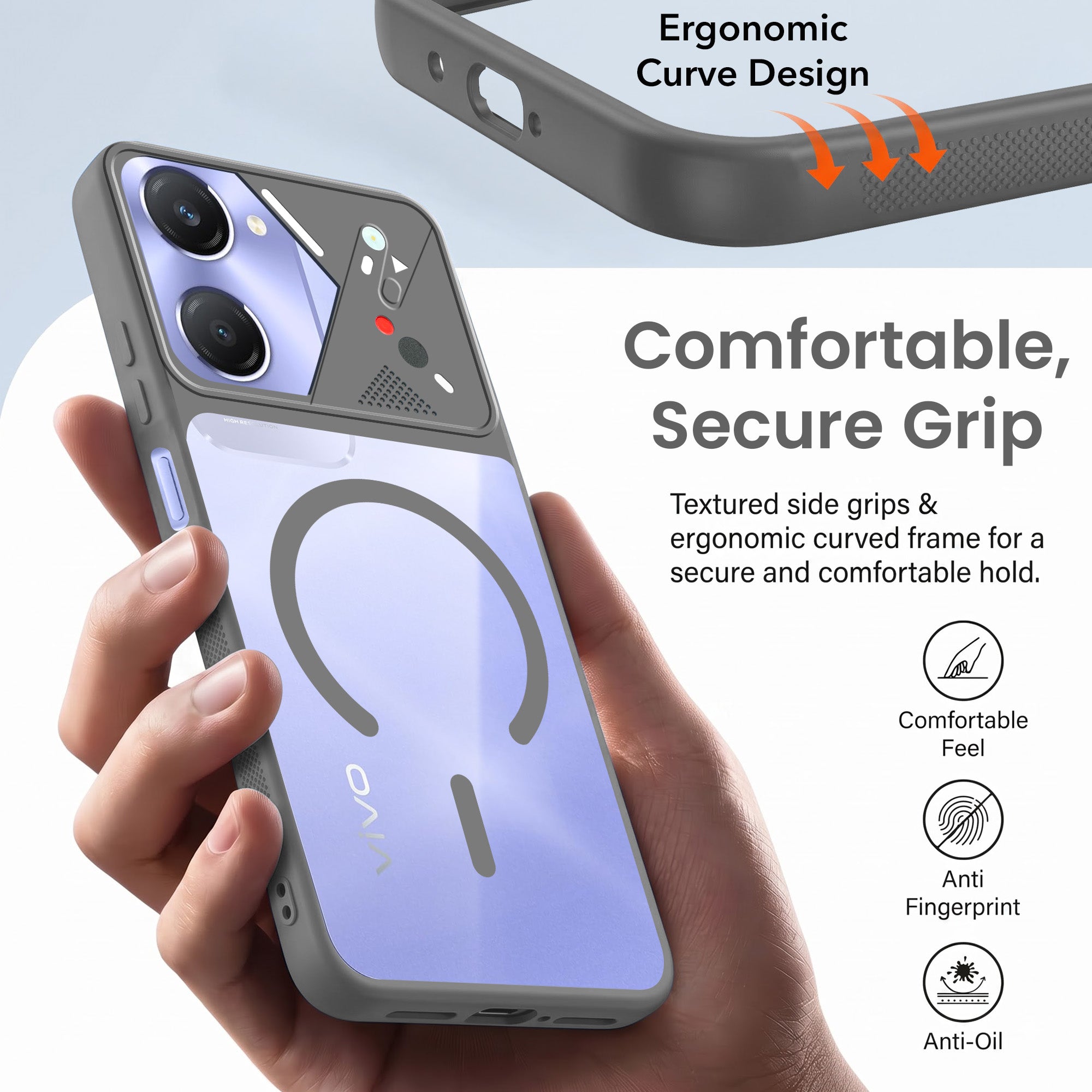 For Vivo Y28s 5G | Vivo T3 Lite 5G Back Cover Case Lifetime Anti-Yellow Clear (Camera Protection | Side Grip | Wireless MagSafe Compatible)