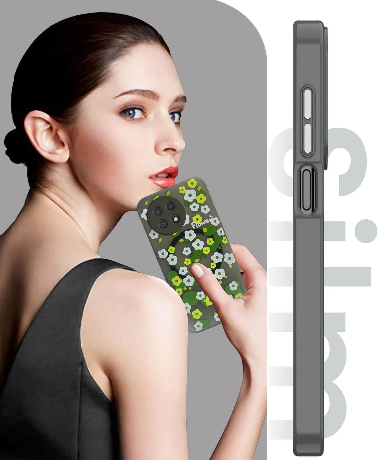 For OnePlus 13R Back Cover Case (Cute Floral Design | Flower Print for Girls | MagSafe Compatible Wireless Charging)