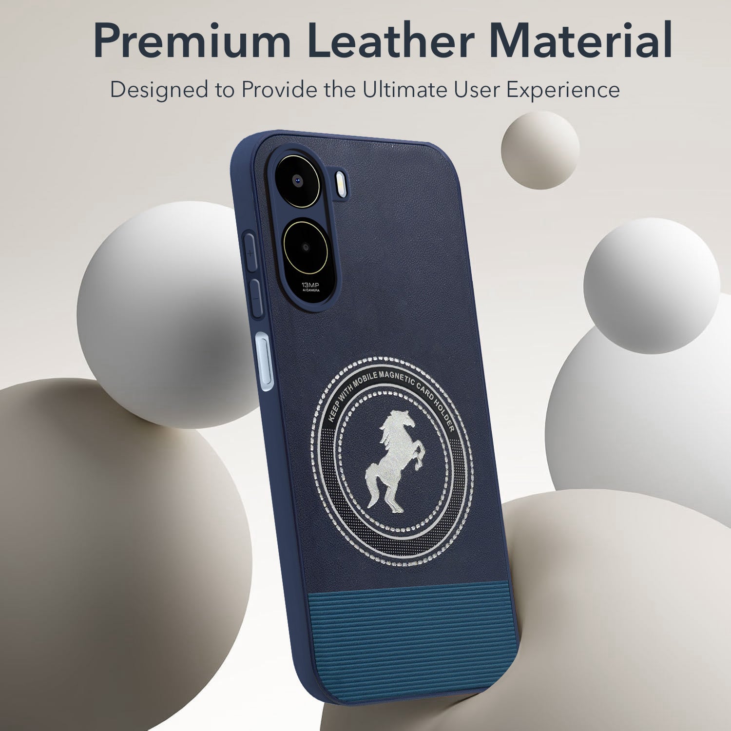 For Poco C81 Back Cover Case PU Leather Finish (Professional Minimalist Texture | MagSafe Compatile | Camera Protection | Sleek Sober Formal)
