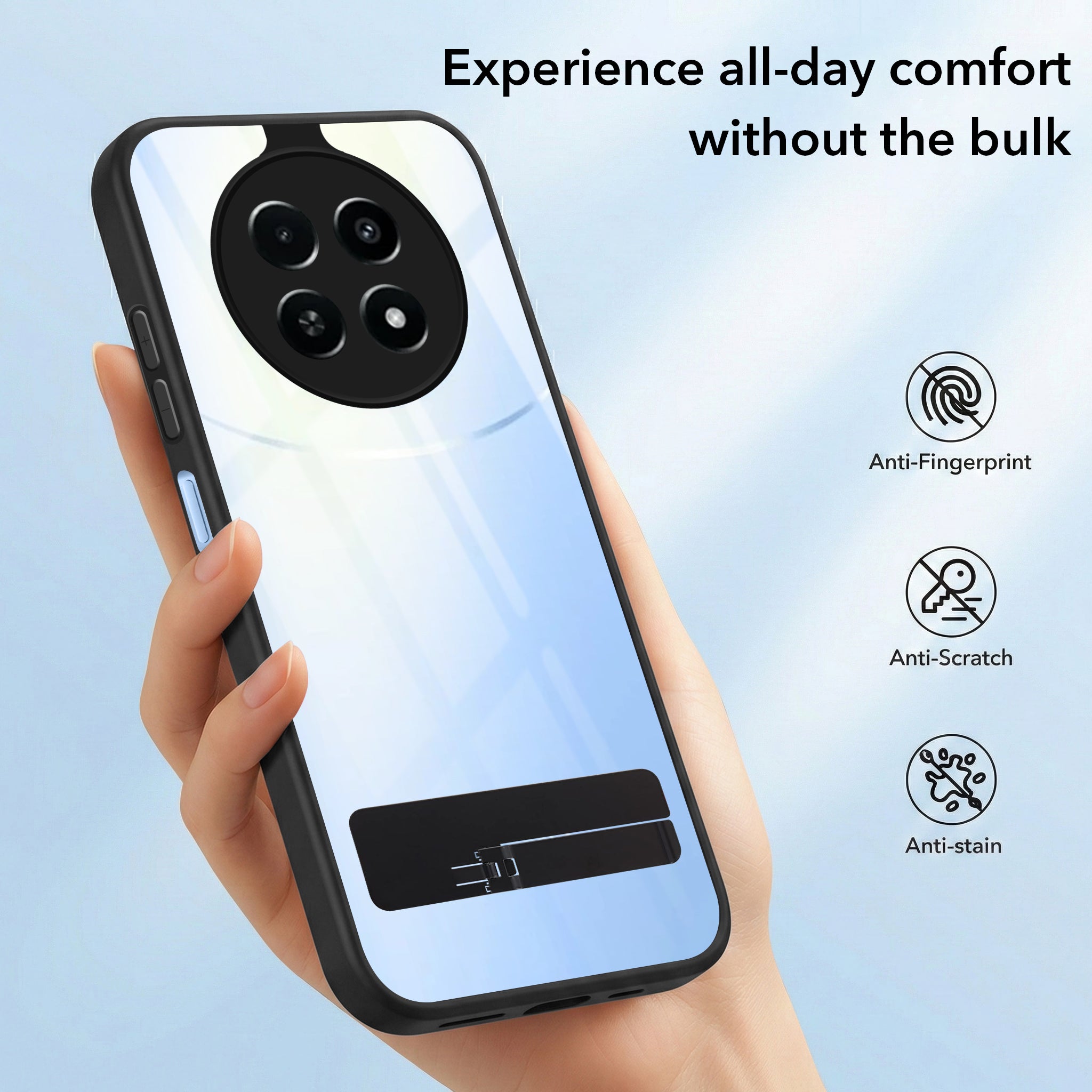 For Realme Narzo 70x 5G Back Cover Case (Built-in Stand | Lifetime Anti Yellow | Kickstand Shockproof | Camera Protection | MagSafe Compatible)