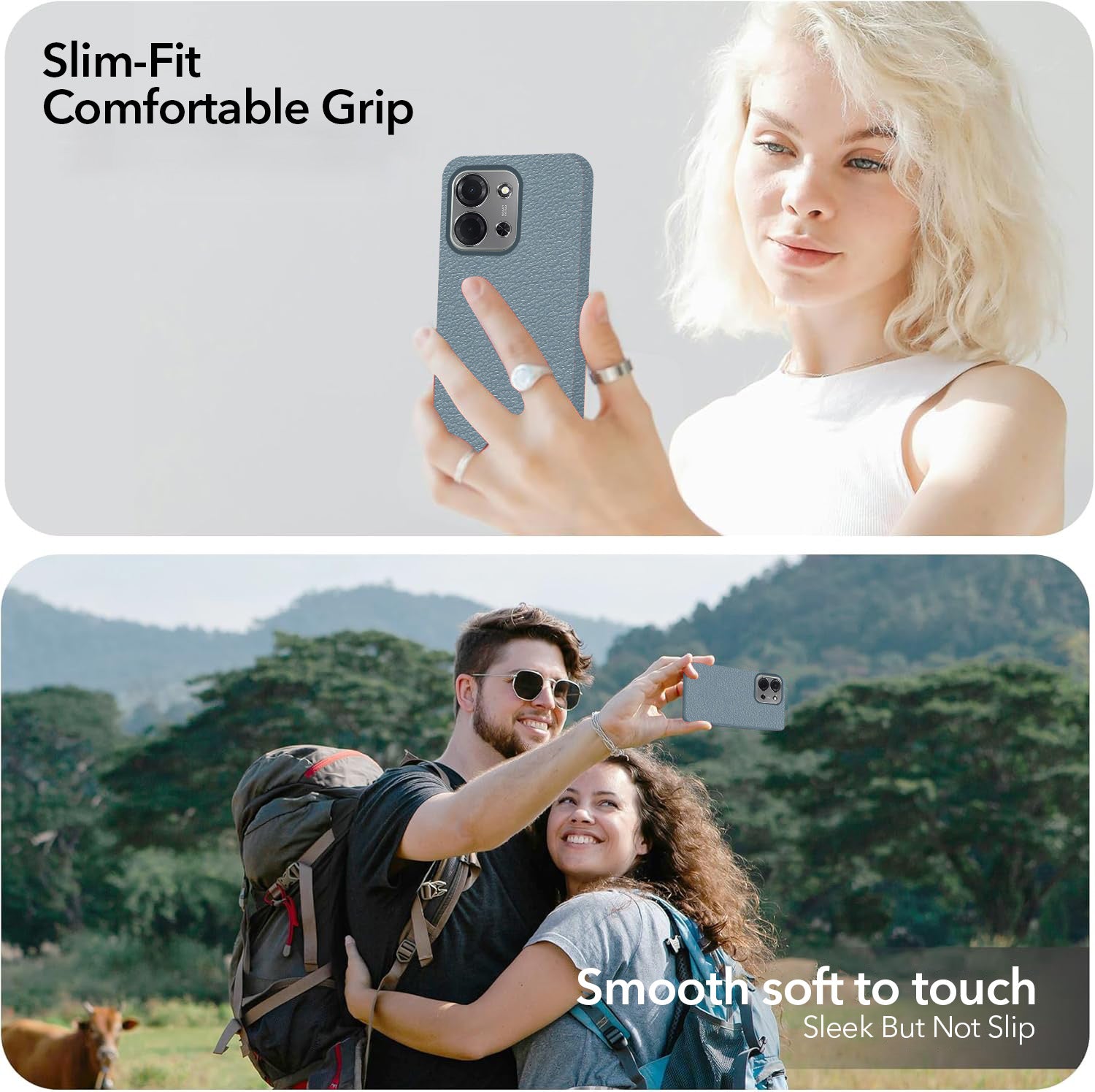 For Poco C85 5G Back Cover Case Silicone (Glass Like Camera Protection | Leather Feel | Minimalist Professional Grip)