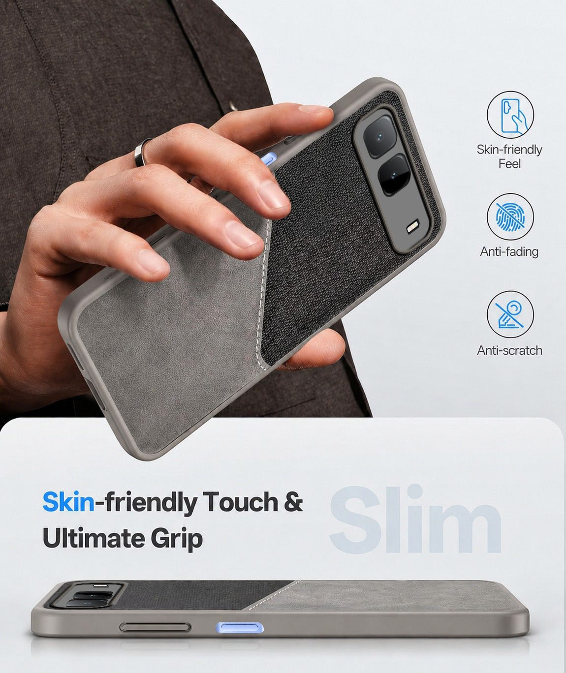 For Infinix Hot 60i 5G Back Cover Case (Dual PU Leather Stitch | Professional Minimalist | Soft and Flexible)
