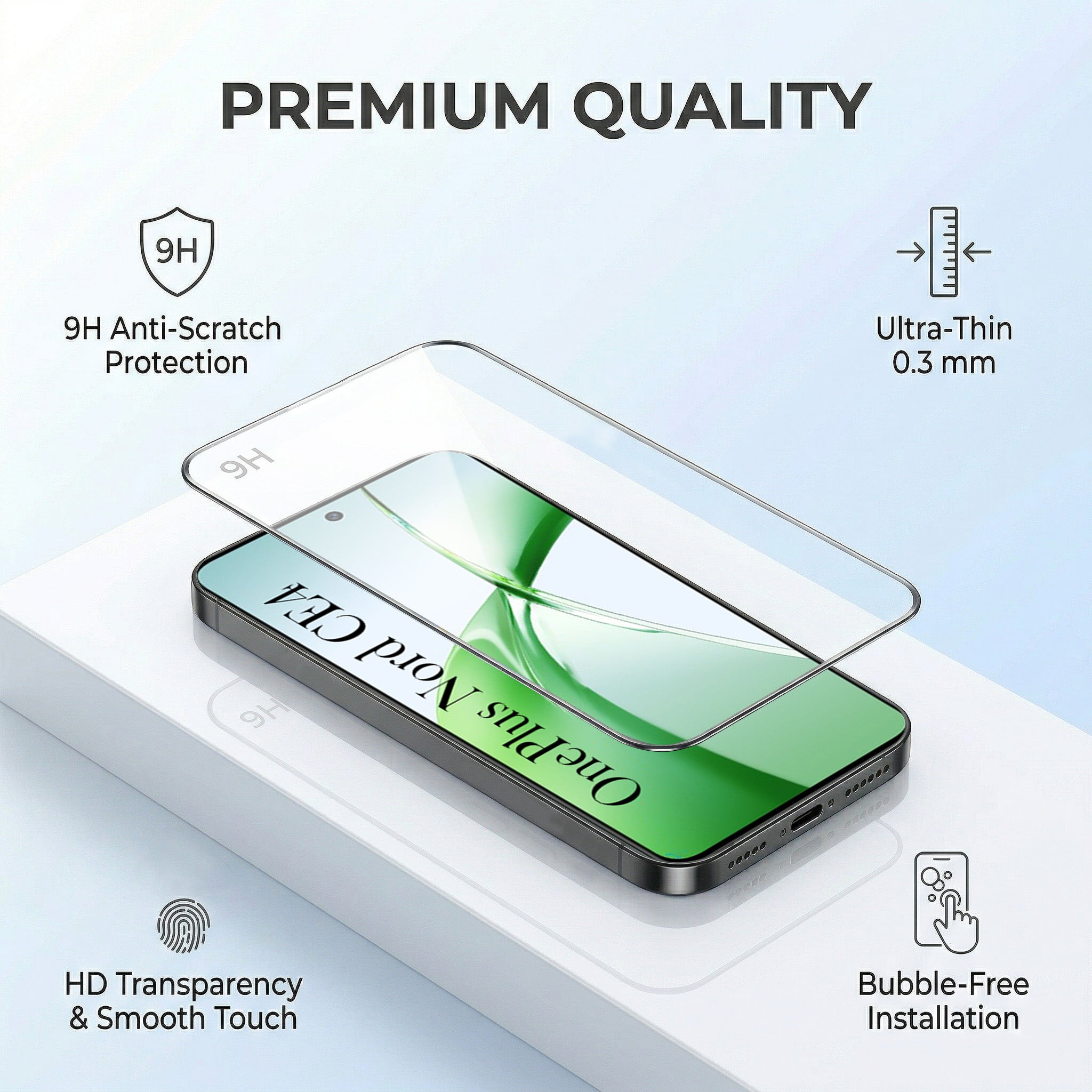 For Oneplus Nord CE 4 Combo with Back Cover and 9H Tempered Glass (Lifetime Anti-Yellow | Crystal Clear Shockproof | Oleophobic Coating Screen Glass)