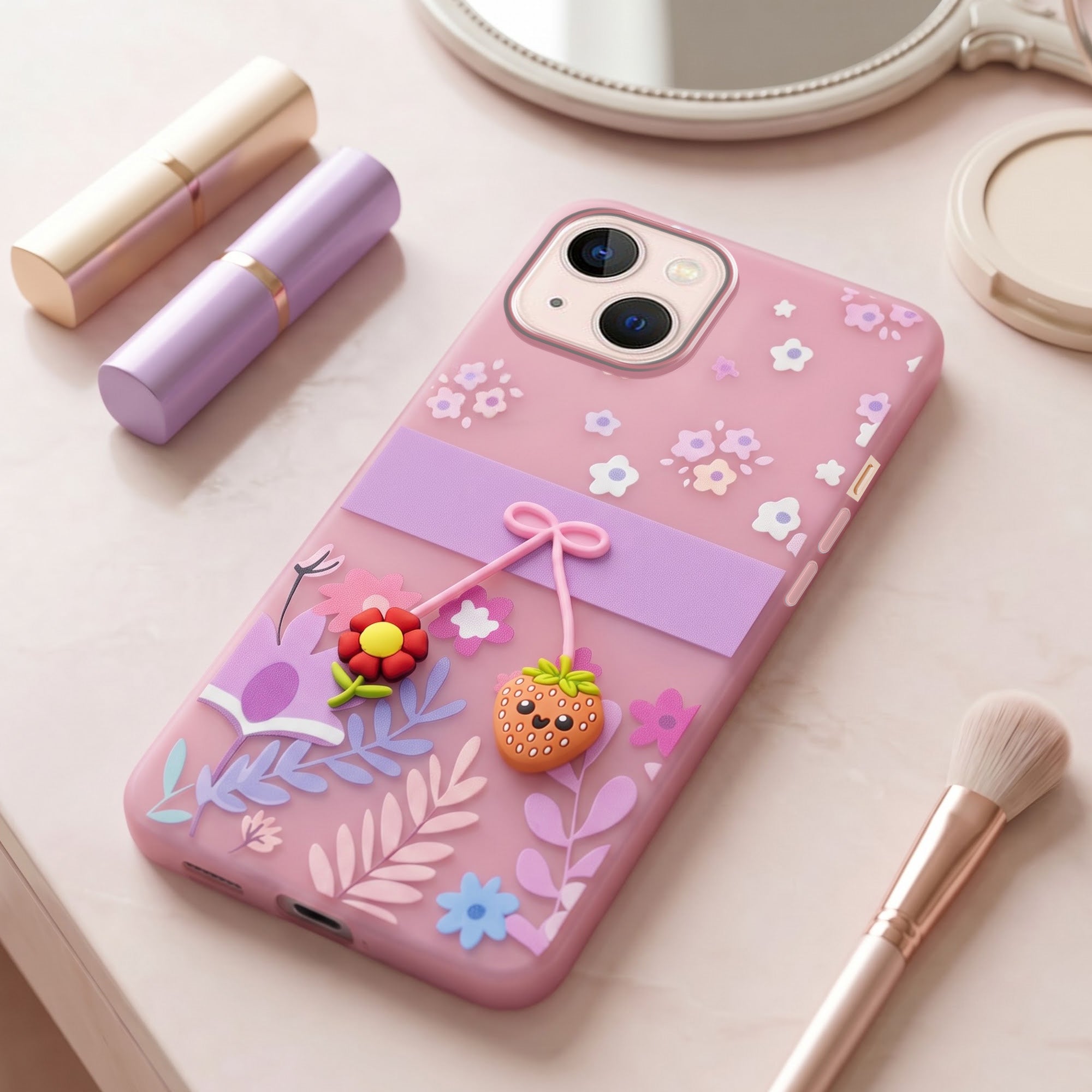 For Apple iPhone 13 Back Cover Case (3D Cute Cartoons | Hard Back Side Soft | Matte Premium Finish | HD Printing)