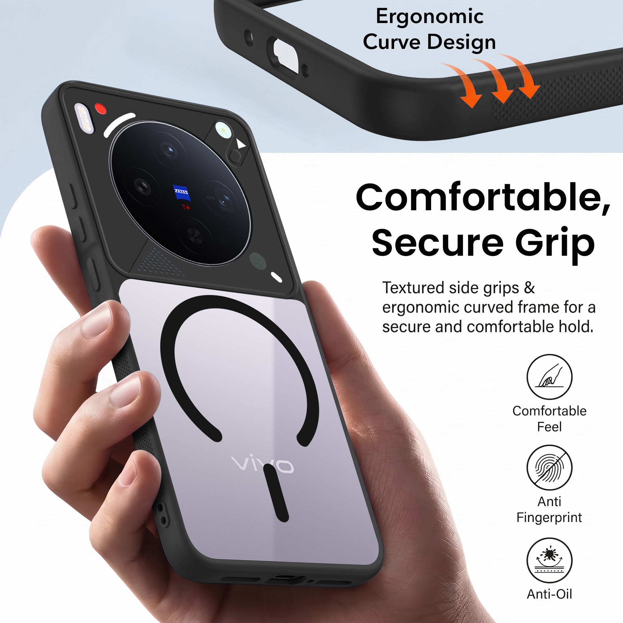 For Vivo X300 5G Back Cover Case Lifetime Anti-Yellow Clear (Camera Protection | Side Grip | Wireless MagSafe Compatible)