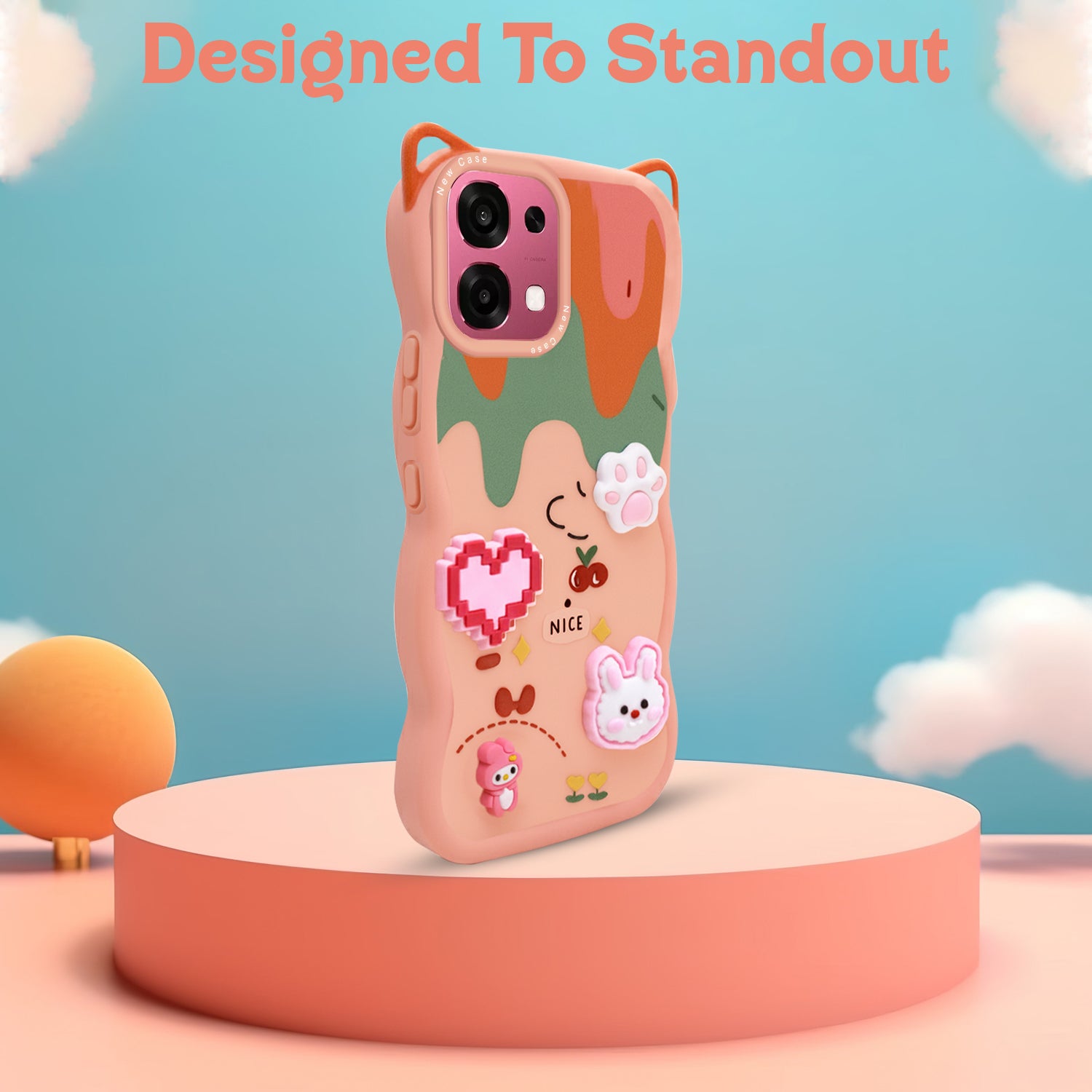 For Oppo F31 5G | Oppo F33 5G Back Case Cover Strap (3D embossed Figures | Strap Holder | 360* Soft Cushion with Camera Bump)