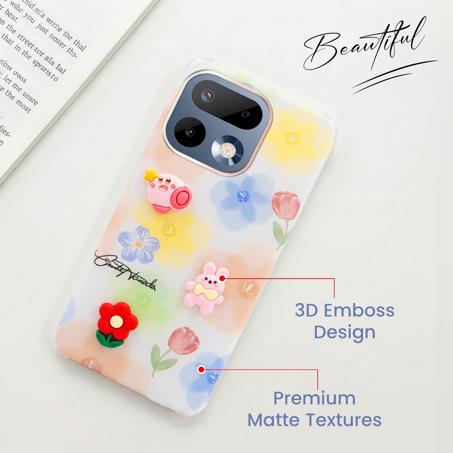 For Realme 16 Pro Back Cover Case (3D Cute Cartoons | Hard Back Side Soft | Matte Premium Finish | HD Printing)