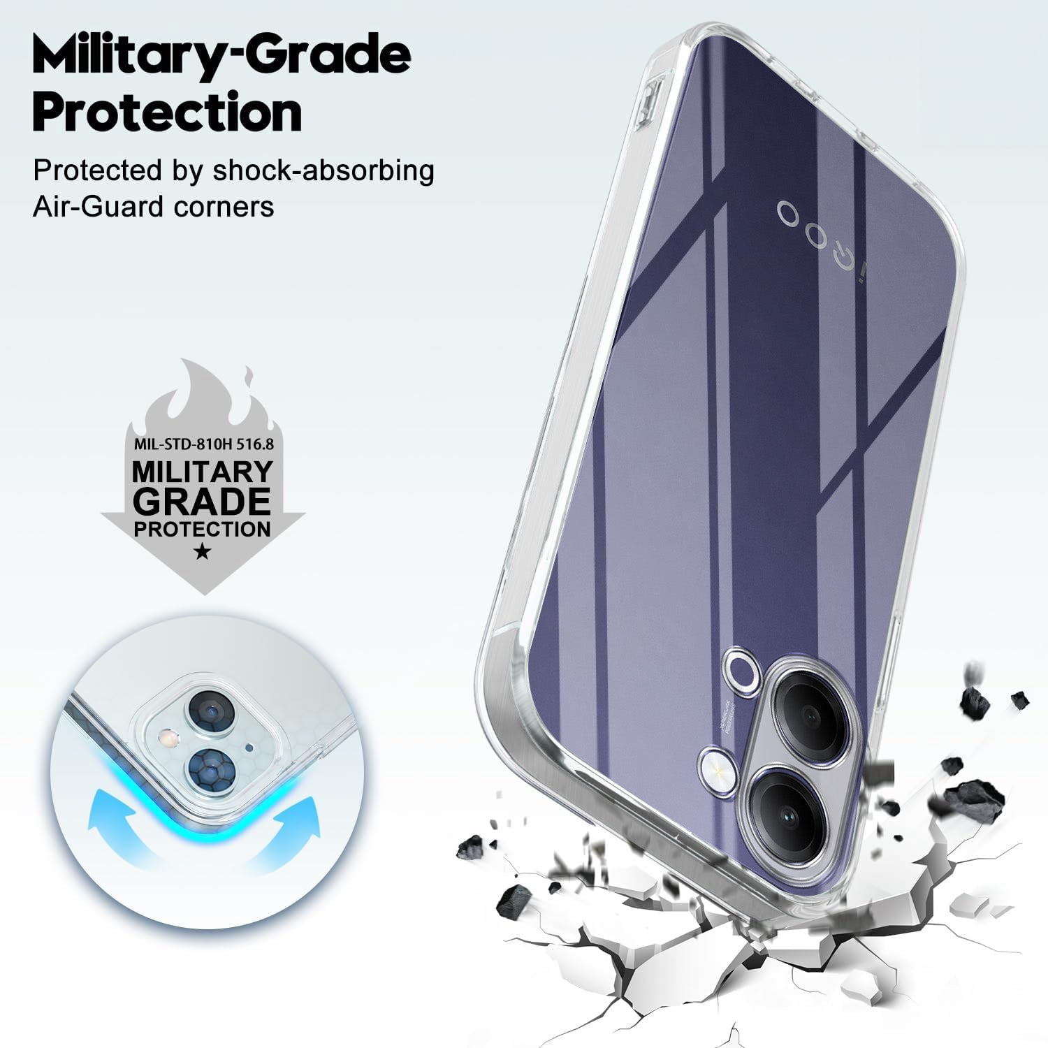 For Vivo iQOO Z11 Lite Back Cover Case Silicone (Clear Shockproof Case with Camera Protection | Soft and Flexible | Transparent)