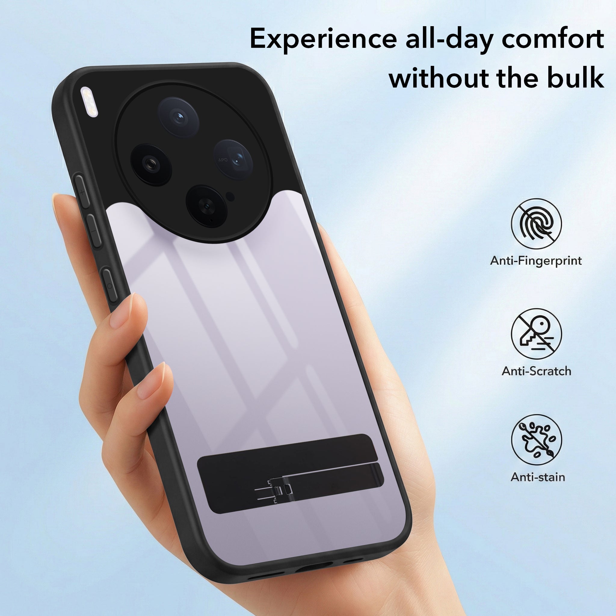 For Vivo X300 5G Back Cover Case (Built-in Stand | Lifetime Anti Yellow | Kickstand Shockproof | Camera Protection | MagSafe Compatible)