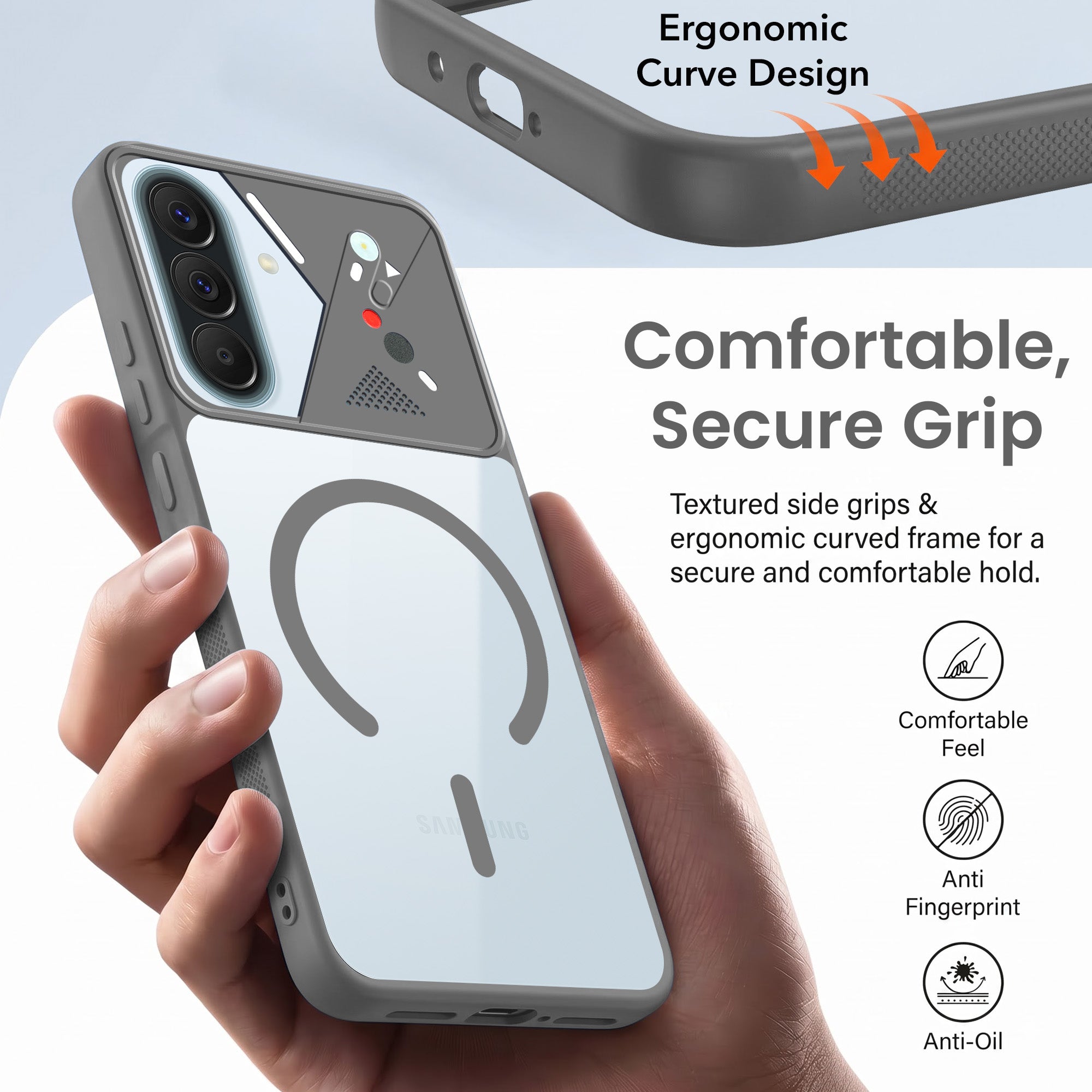 For Samsung Galaxy A57 5G Back Cover Case Lifetime Anti-Yellow Clear (Camera Protection | Side Grip | Wireless MagSafe Compatible)