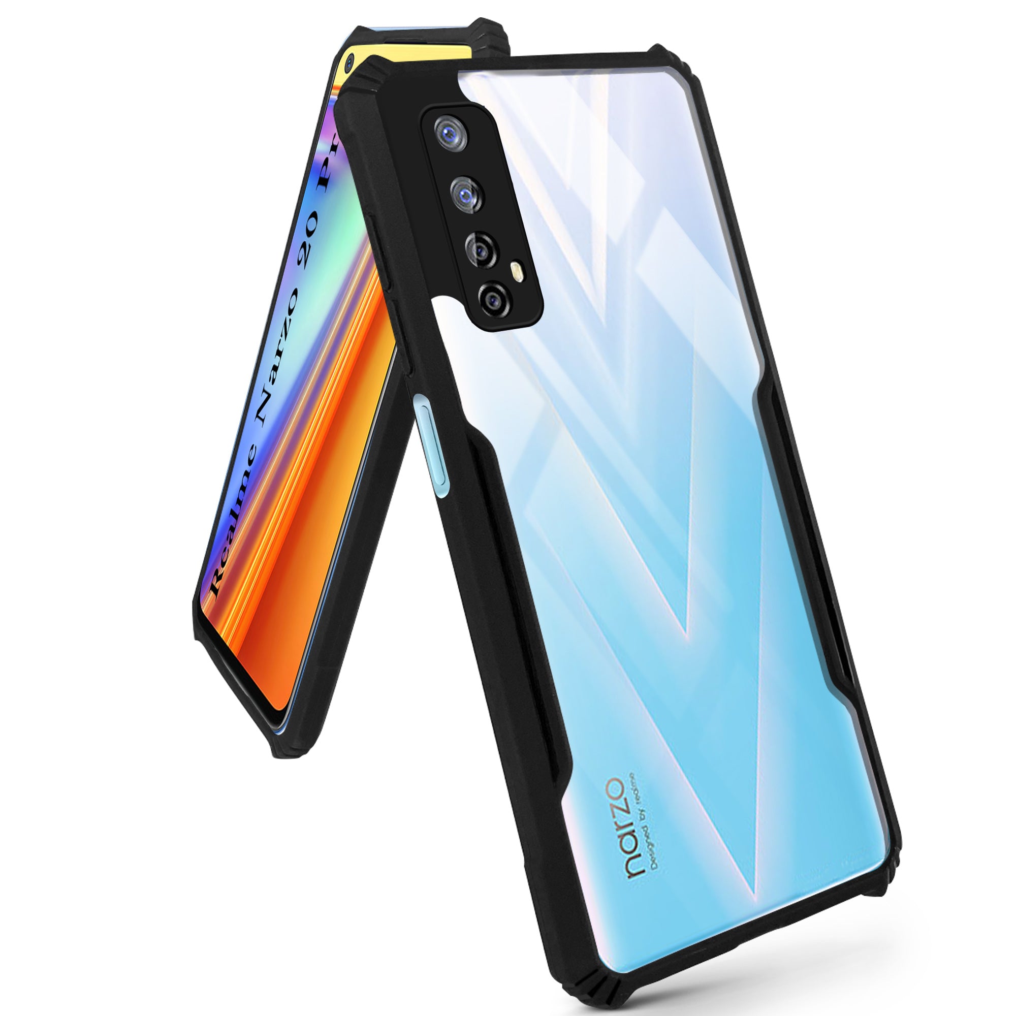 For Realme Narzo 20 Pro Back Cover Case ( Shockproof with Polycarbonate Clear Panel | Professional Black)