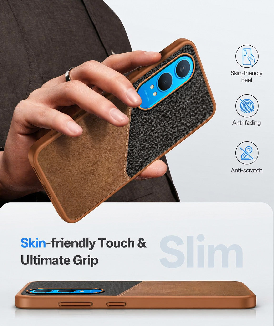 For OnePlus Nord CE 4 Lite Back Cover Case (Dual PU Leather Stitch | Professional Minimalist | Soft and Flexible)