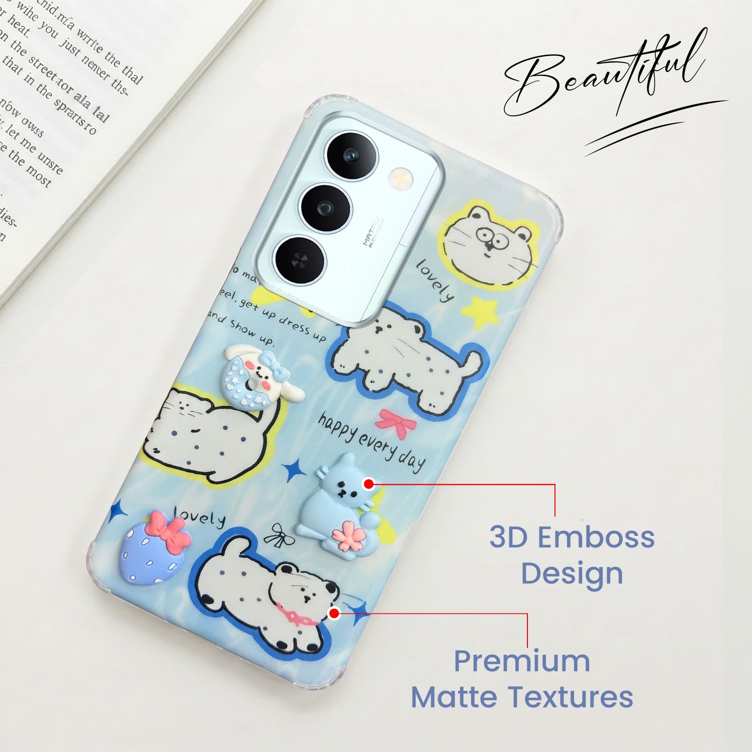 For Realme P4 Lite 5G | Realme Narzo 100 Lite 5G Back Cover Case (3D Cute Cartoons | Hard Back Side Soft | Matte Premium Finish | HD Printing)