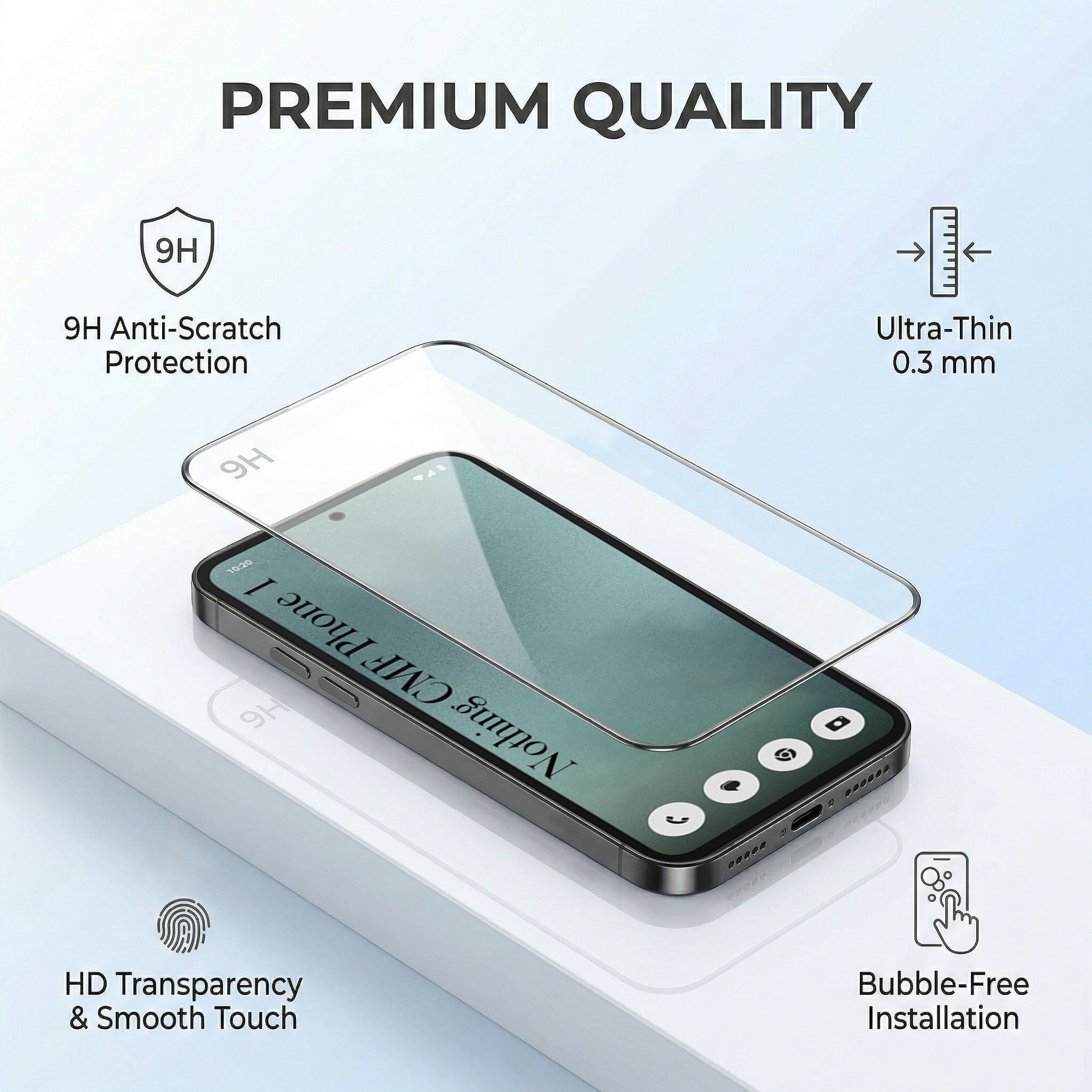 For Nothing CMF Phone 1 Combo with Back Cover and 9H Tempered Glass (Lifetime Anti-Yellow | Crystal Clear Shockproof | Oleophobic Coating Screen Glass)