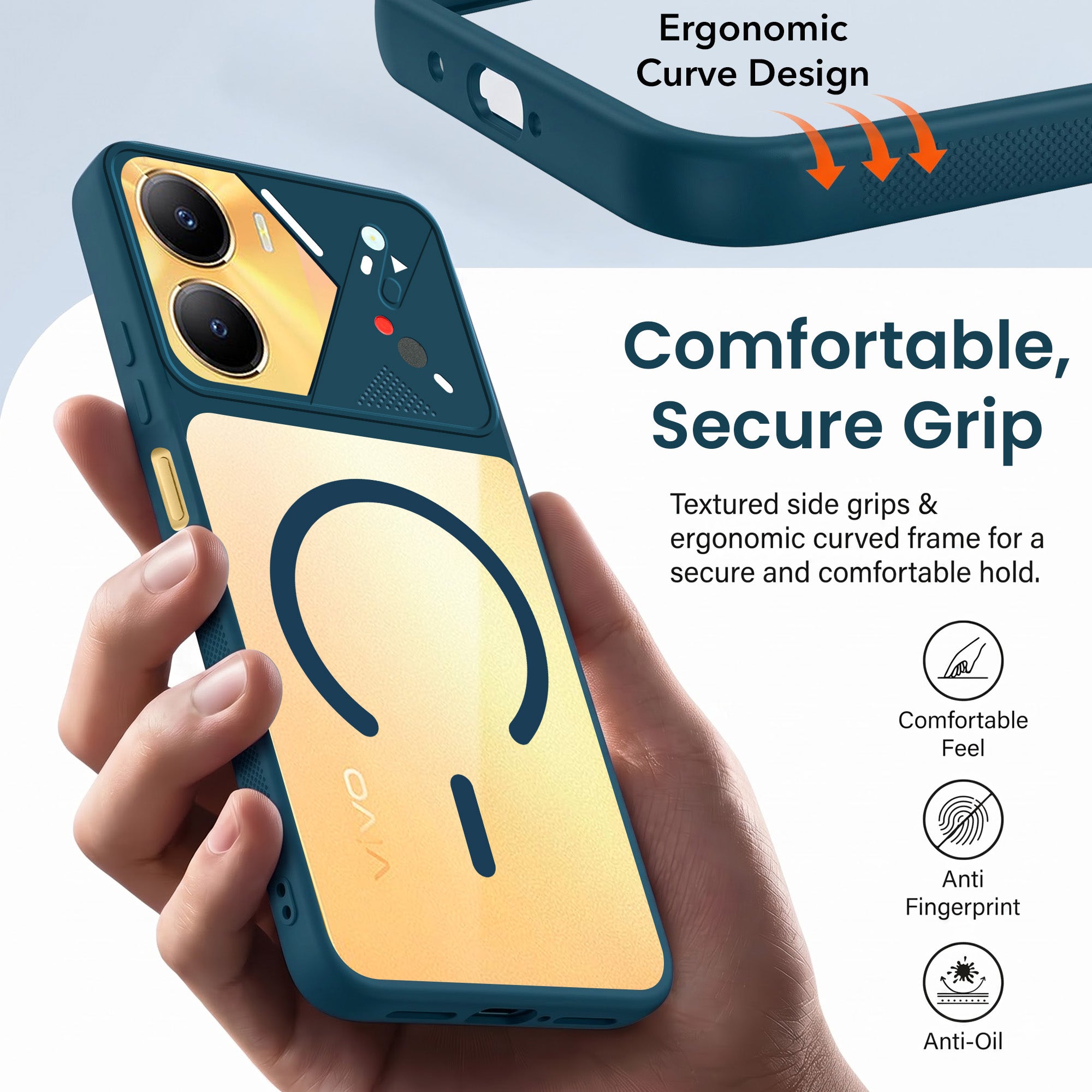 For Vivo Y56 5G Back Cover Case Lifetime Anti-Yellow Clear (Camera Protection | Side Grip | Wireless MagSafe Compatible)