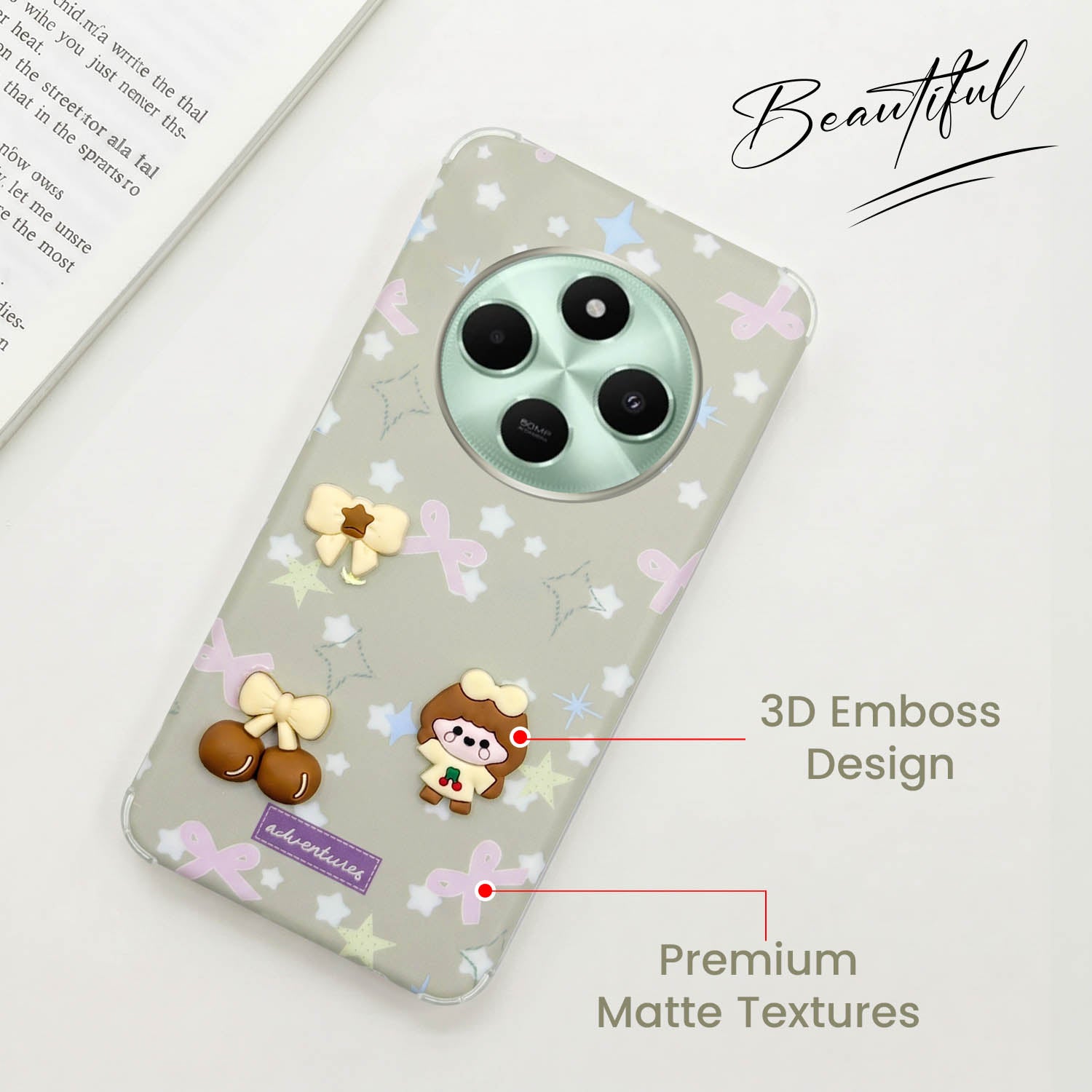 For Poco C75 | Poco M7 Back Cover Case (3D Cute Cartoons | Hard Back Side Soft | Matte Premium Finish | HD Printing)