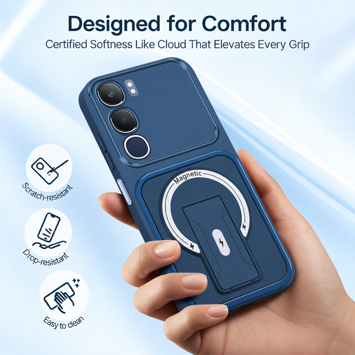 For Vivo Y29 Back Case Cover Metallic (Hybrid Armor Kickstand | MagSafe Compatible | Camera Protection Shockproof)