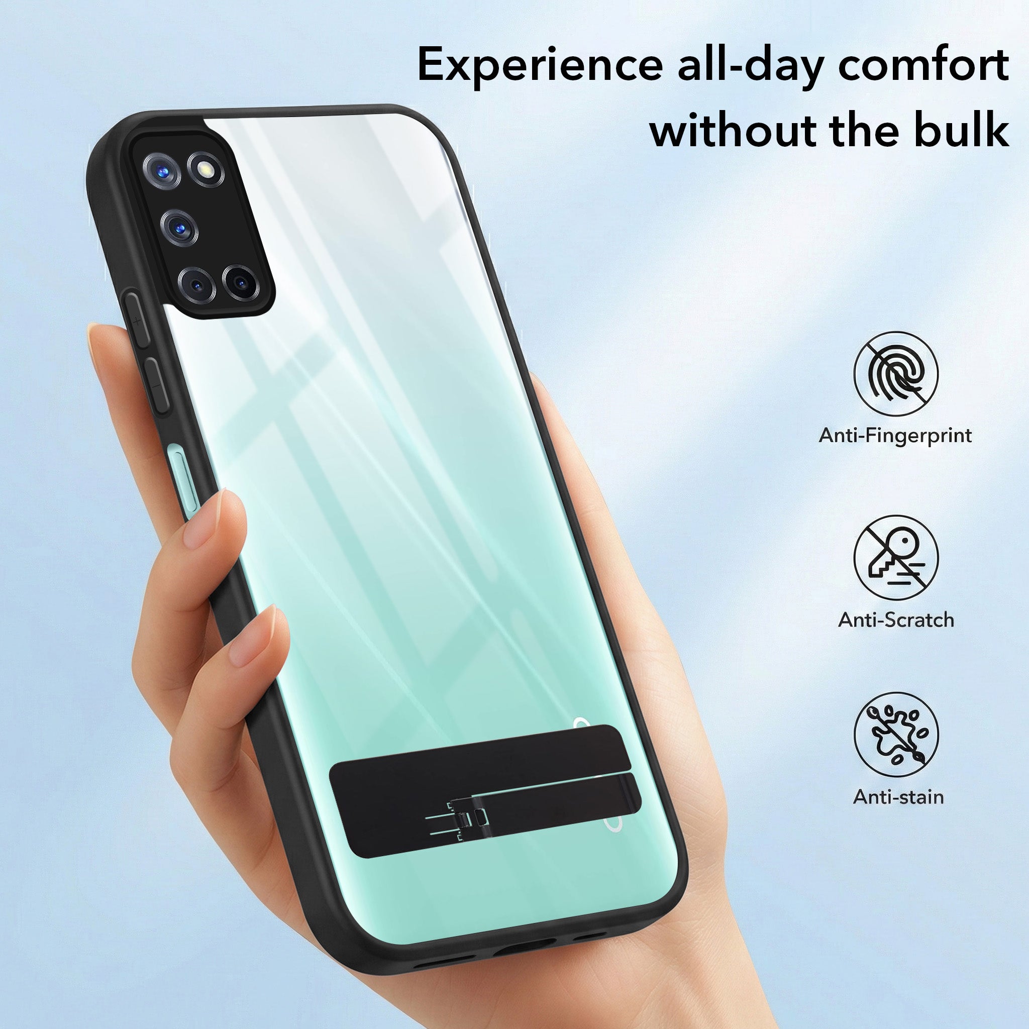 For Oppo A92 Back Cover Case (Built-in Stand | Lifetime Anti Yellow | Kickstand Shockproof | Camera Protection | MagSafe Compatible)