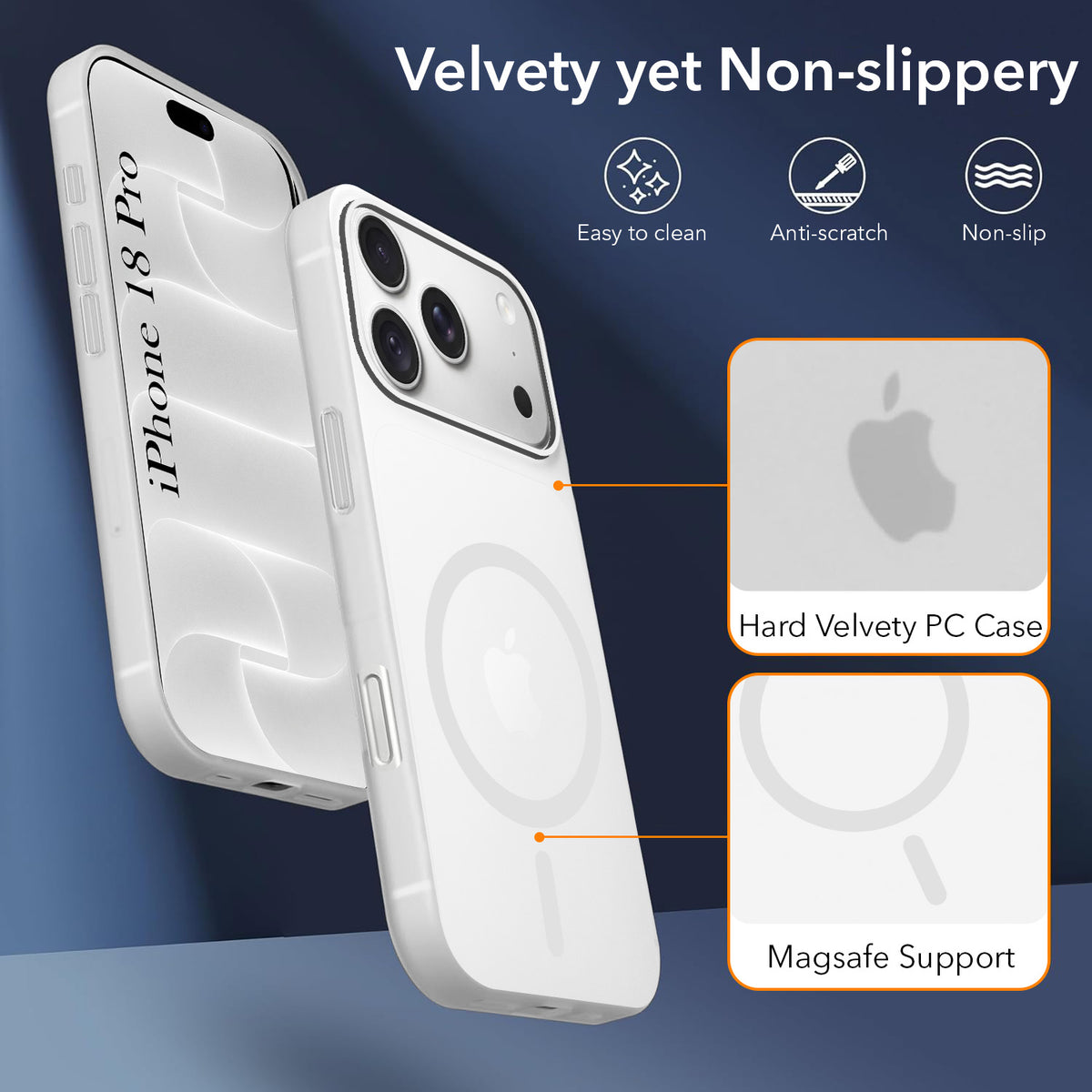 For Apple iPhone 18 Pro Back Cover Case (Frosted Matte Feel | MagSafe Compatible Wireless Charging)