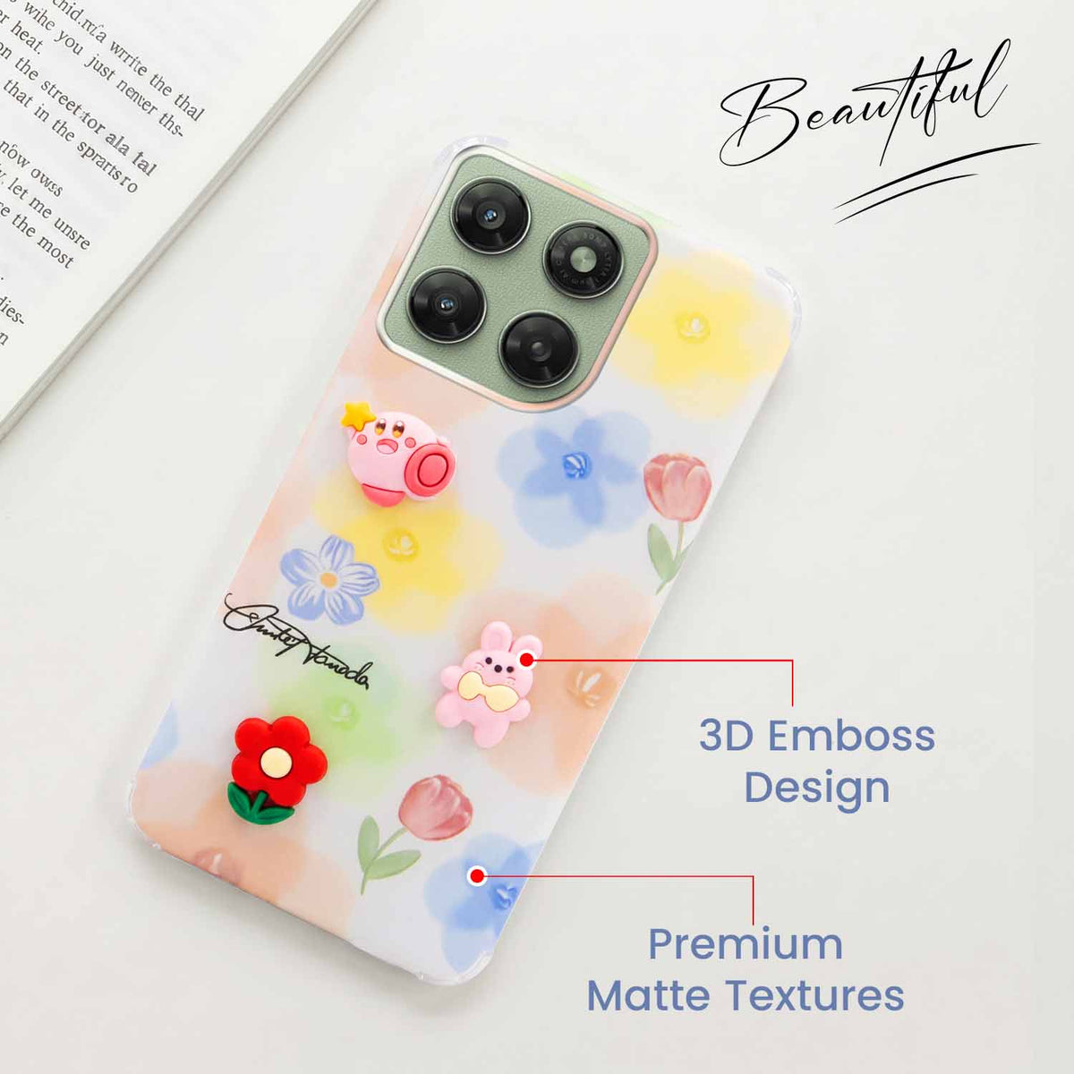 For Motorola Moto G77 Power Back Cover Case (3D Cute Cartoons | Hard Back Side Soft | Matte Premium Finish | HD Printing)