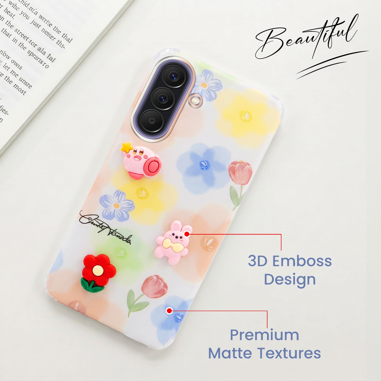For Samsung Galaxy A57 5G Back Cover Case (3D Cute Cartoons | Hard Back Side Soft | Matte Premium Finish | HD Printing)