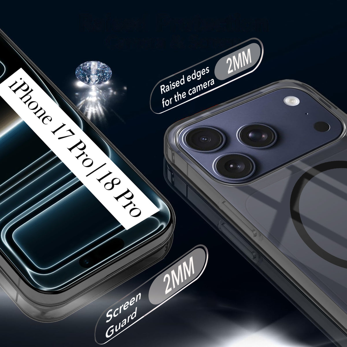 For iPhone 17 Pro | iPhone 18 Pro Back Cover Case Crystal Anti Yellow (MagSafe Wireless Charging Support |Camera Protection Bump)