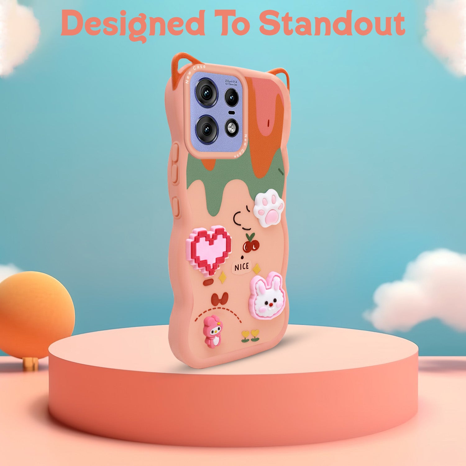 For Motorola Moto Edge 50 Pro Back Case Cover Strap (3D embossed Figures | Strap Holder | 360* Soft Cushion with Camera Bump)