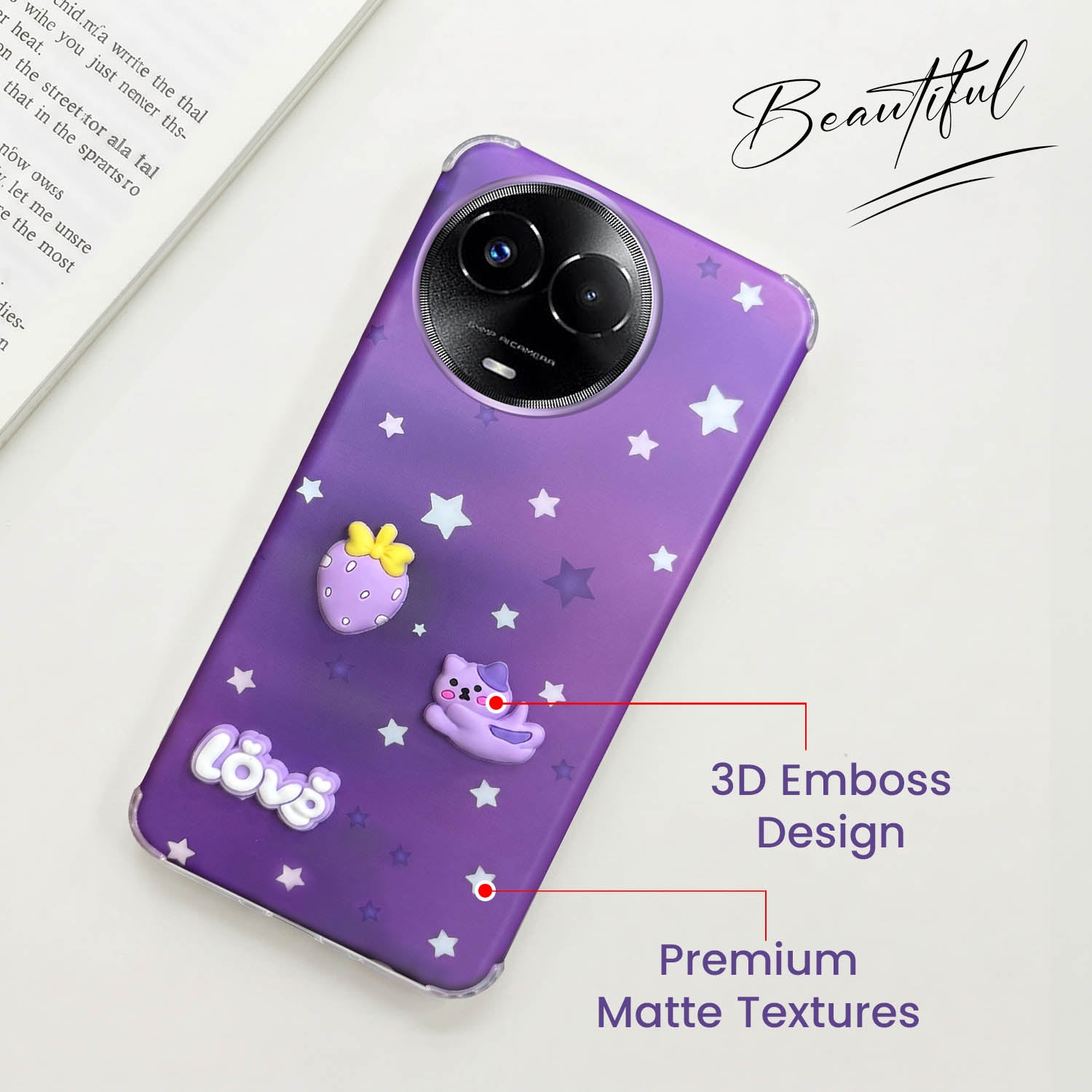 For Realme 11 5G | Realme 11x 5G Back Cover Case (3D Cute Cartoons | Hard Back Side Soft | Matte Premium Finish | HD Printing)