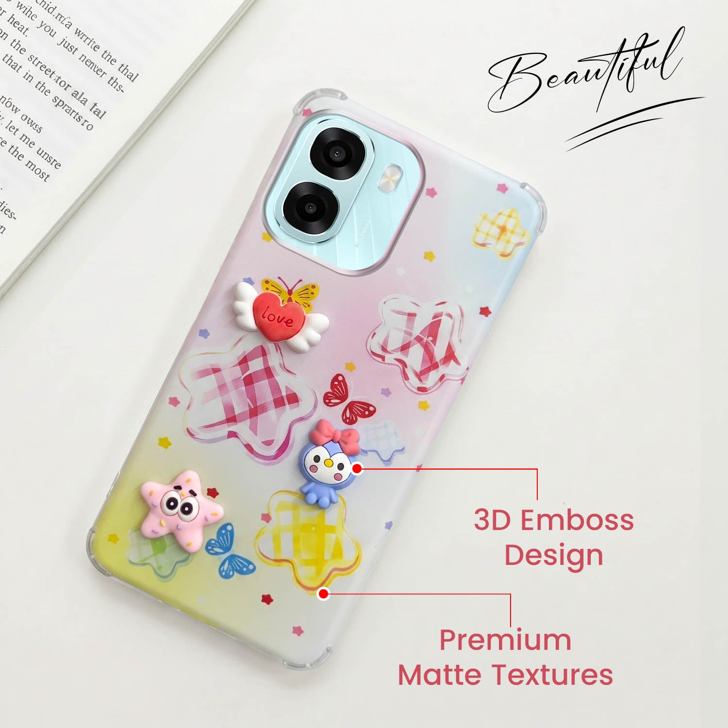 For Oppo A6X | Oppo A6S Back Cover Case (3D Cute Cartoons | Hard Back Side Soft | Matte Premium Finish | HD Printing)