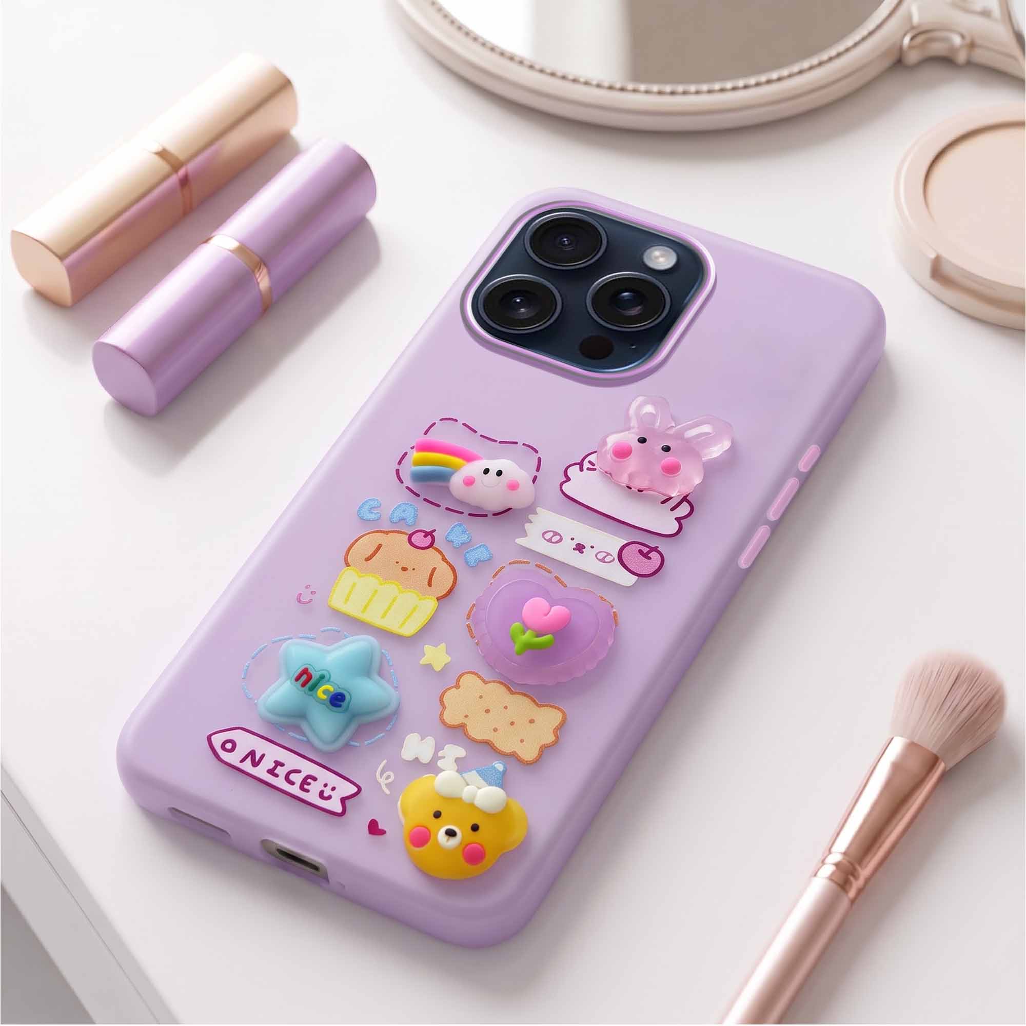 For Apple iPhone 15 Pro Max Back Cover Case (3D Cute Cartoons | Hard Back Side Soft | Matte Premium Finish | HD Printing)