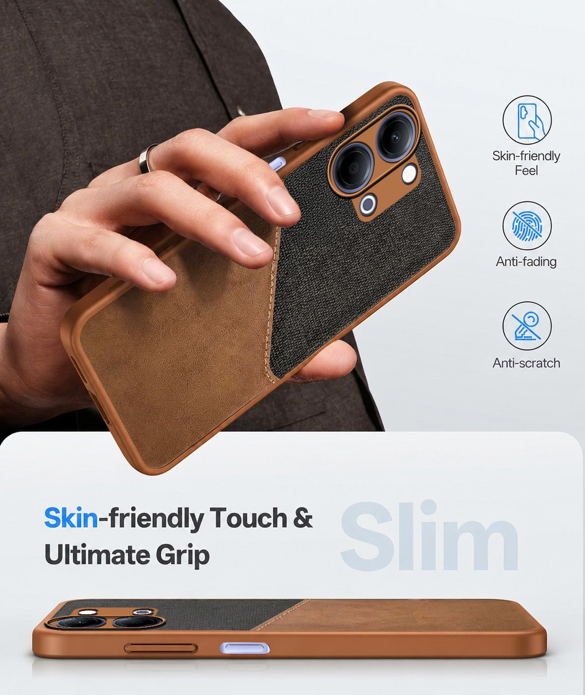 For Vivo iQOO Z11 Lite Back Cover Case (Dual PU Leather Stitch | Professional Minimalist | Soft and Flexible)