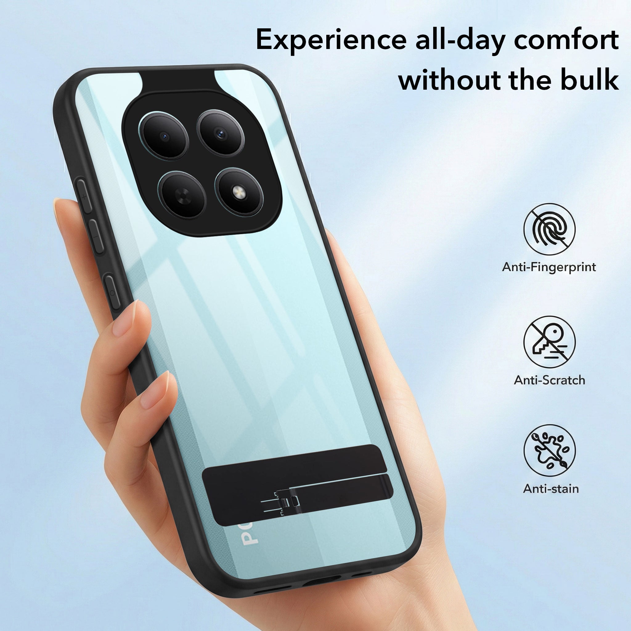 For Poco M8 5G Back Cover Case (Built-in Stand | Lifetime Anti Yellow | Kickstand Shockproof | Camera Protection | MagSafe Compatible)