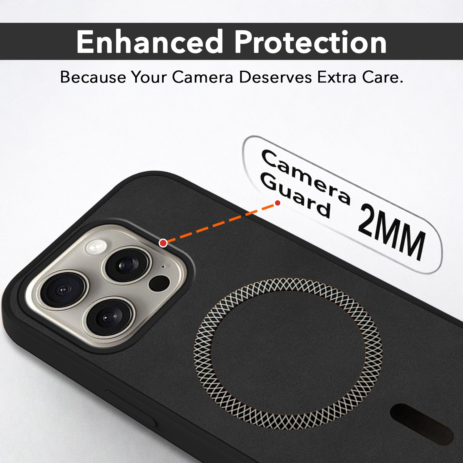 For Apple iPhone 15 Pro Max Back Cover Case (Sleek Leather Finish | MagSafe Compatible Wireless Charging | Camera Bump Protection)