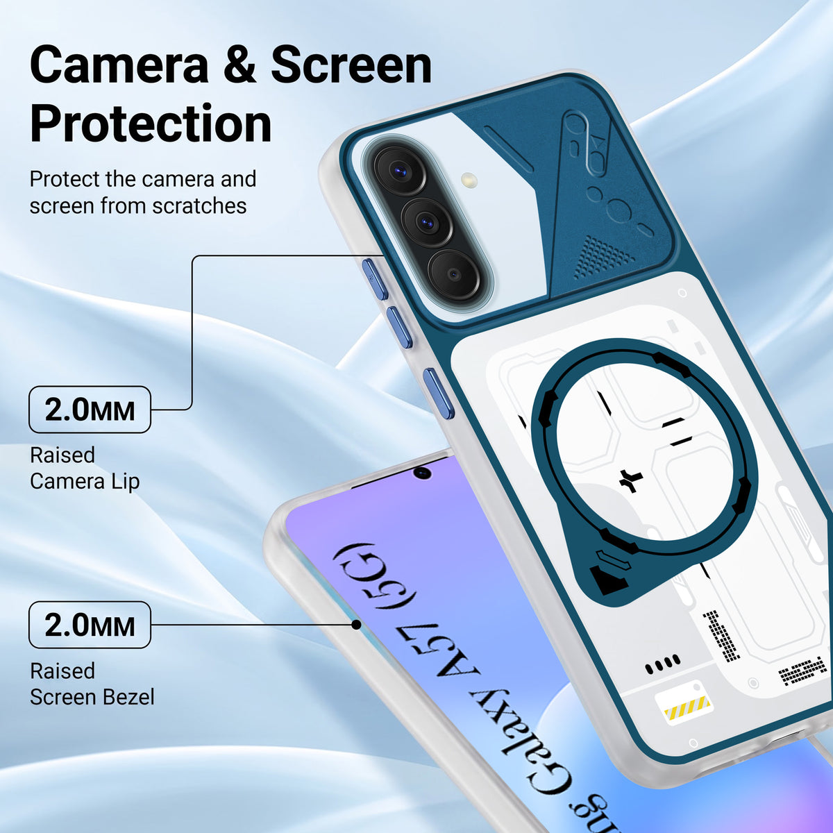 For Samsung Galaxy A57 5G Metallic Back Cover Case (Metallic Camera Protection & Buttons | Translucent Milky Shade | Hard Polycarbonate)