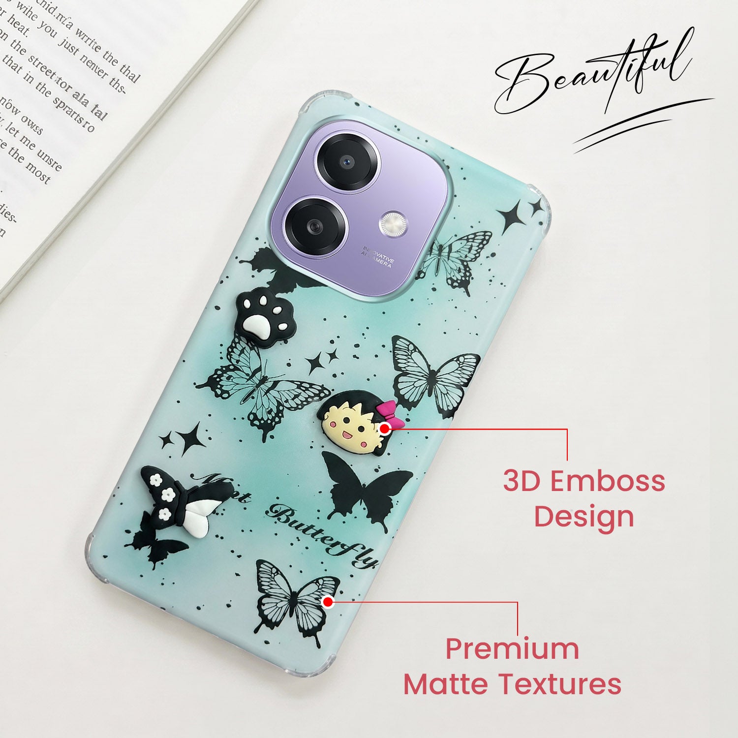 For Oppo A3X (4G/5G) | Oppo A3 5G Back Cover Case (3D Cute Cartoons | Hard Back Side Soft | Matte Premium Finish | HD Printing)