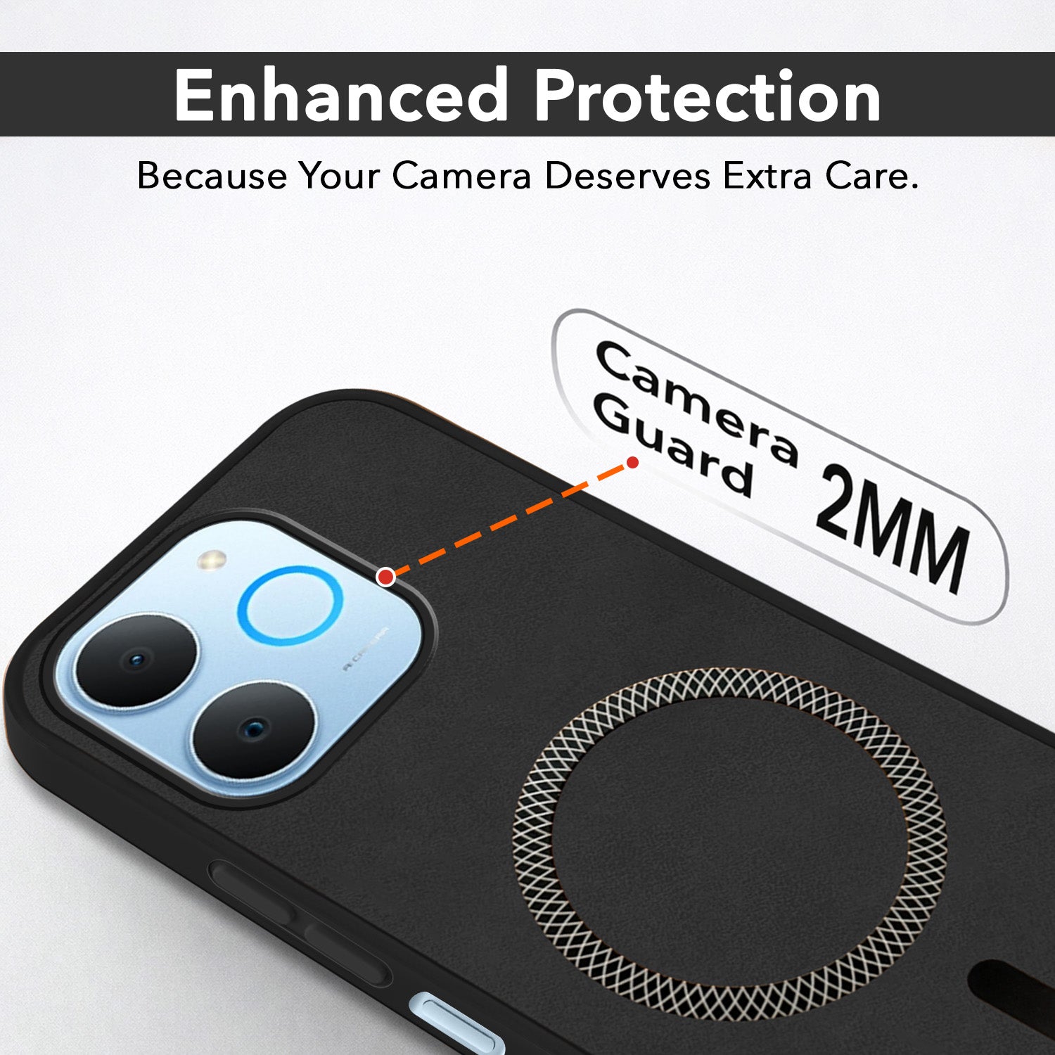 For Realme P4 Lite | Realme Narzo 80 Lite 4G Back Cover Case Leather Finish (MagSafe Compatible Wireless Charging | Soft Touch | Camera Bump Protection)
