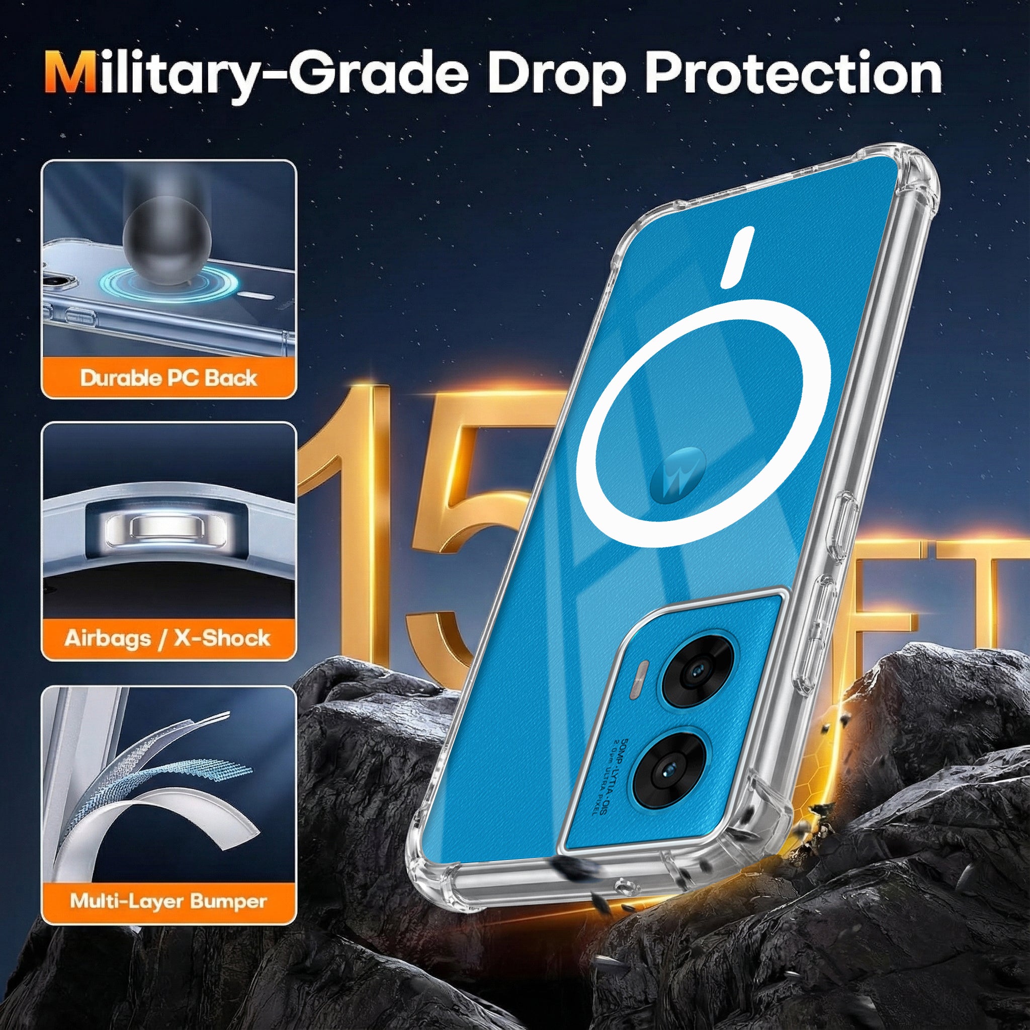 For Motorola Moto G96 Back Cover Shockproof Crystal-Clear (Magsafe Wireless Support | Drop & Camera Protection | Hard Polycarbonate)