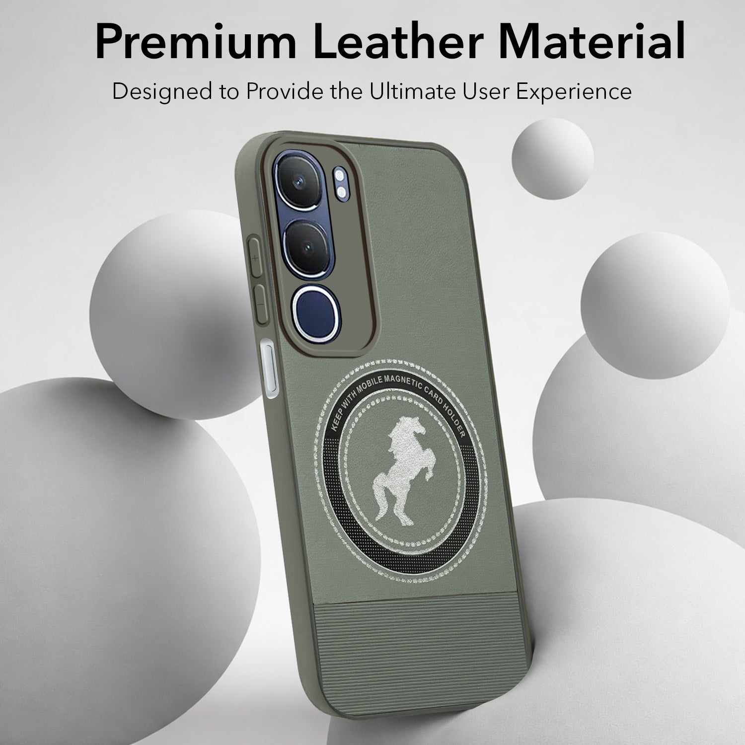 For Vivo Y29 Back Cover Case PU Leather Finish  (Professional Minimalist Texture | MagSafe Compatile | Camera Protection | Sleek Sober Formal)