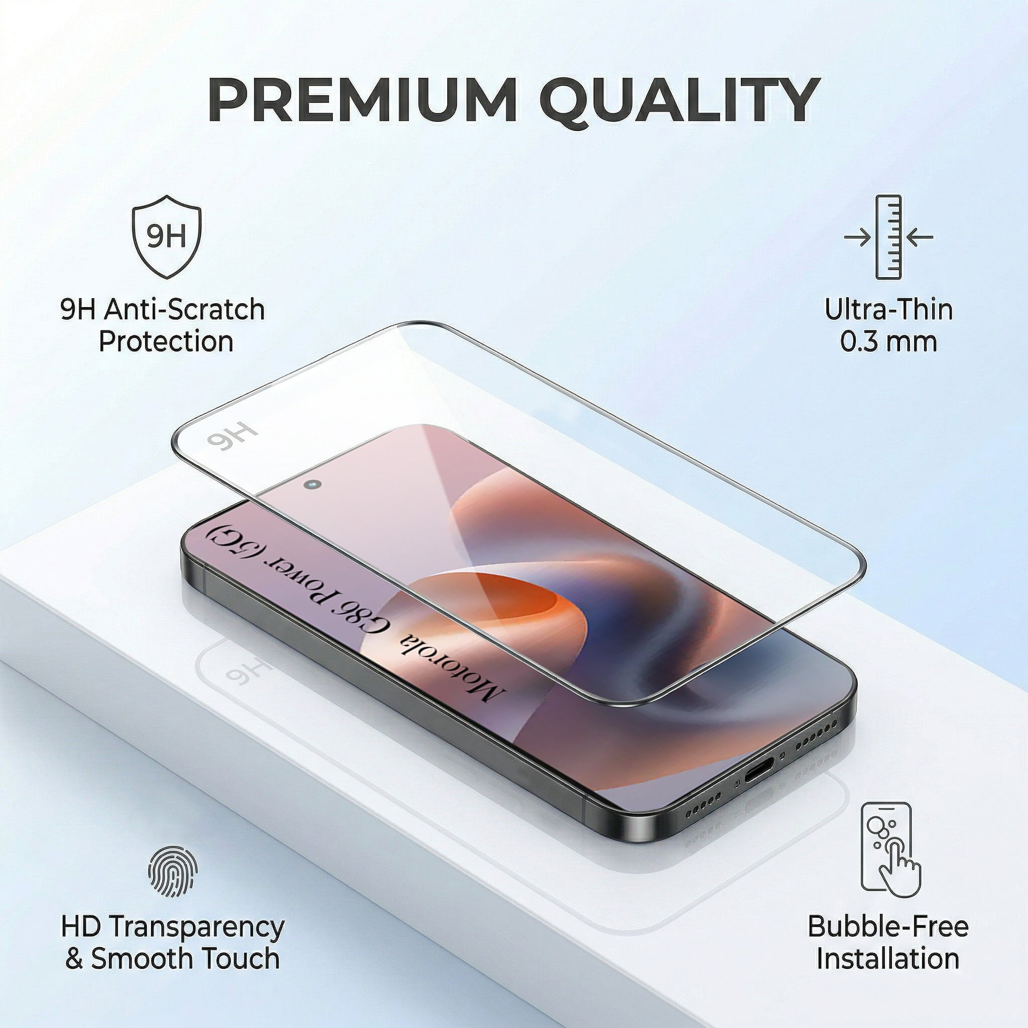 For Motorola Moto G86 Power Combo with Back Cover and 9H Tempered Glass (Lifetime Anti-Yellow | Crystal Clear Shockproof | Oleophobic Coating Screen Glass)