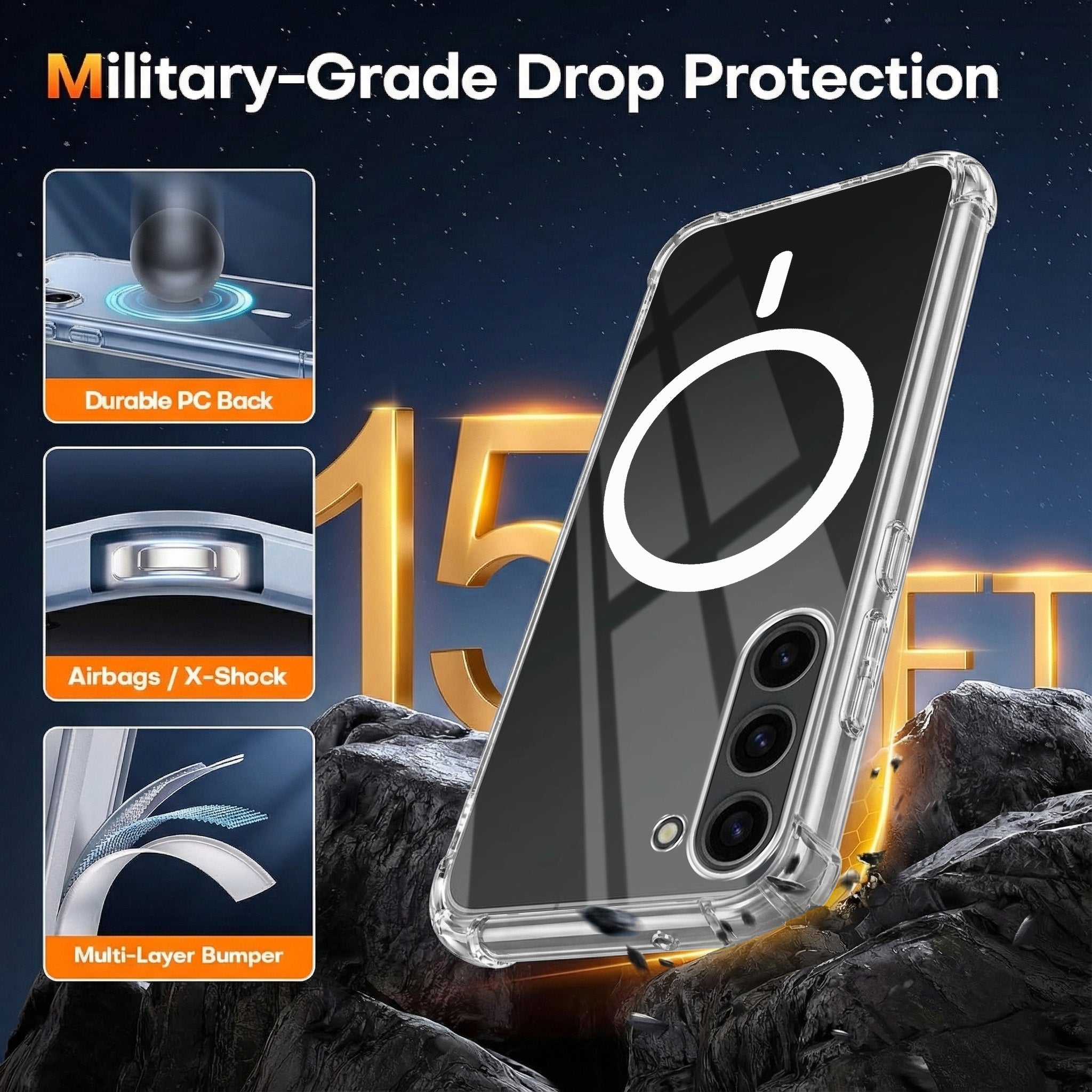 For Samsung Galaxy S23 Plus Back Cover Shockproof Crystal-Clear (Magsafe Wireless Support | Drop & Camera Protection | Hard Polycarbonate)